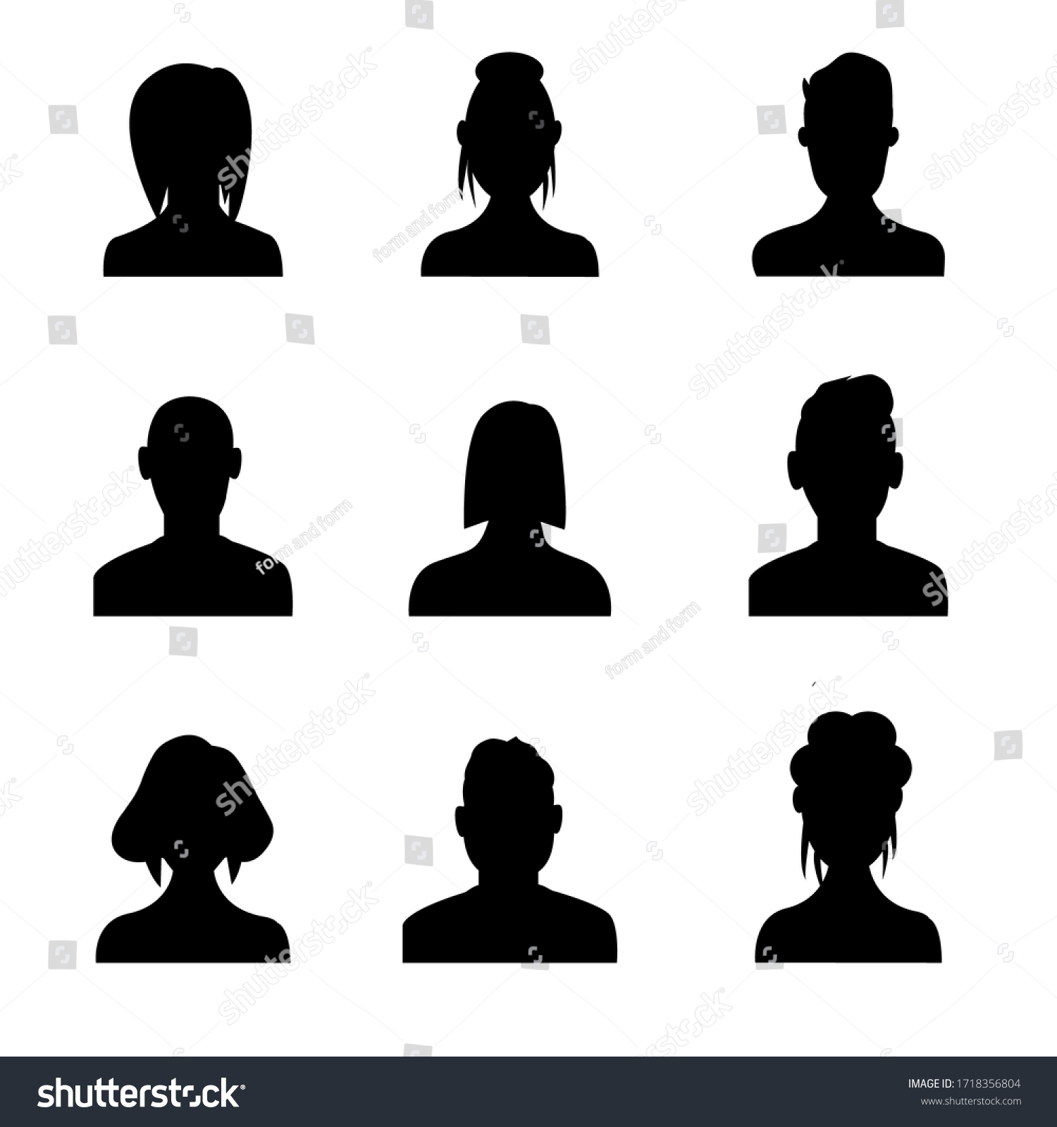 Silhouette Head Avatar Face Person Icon Stock Vector (Royalty Free ...