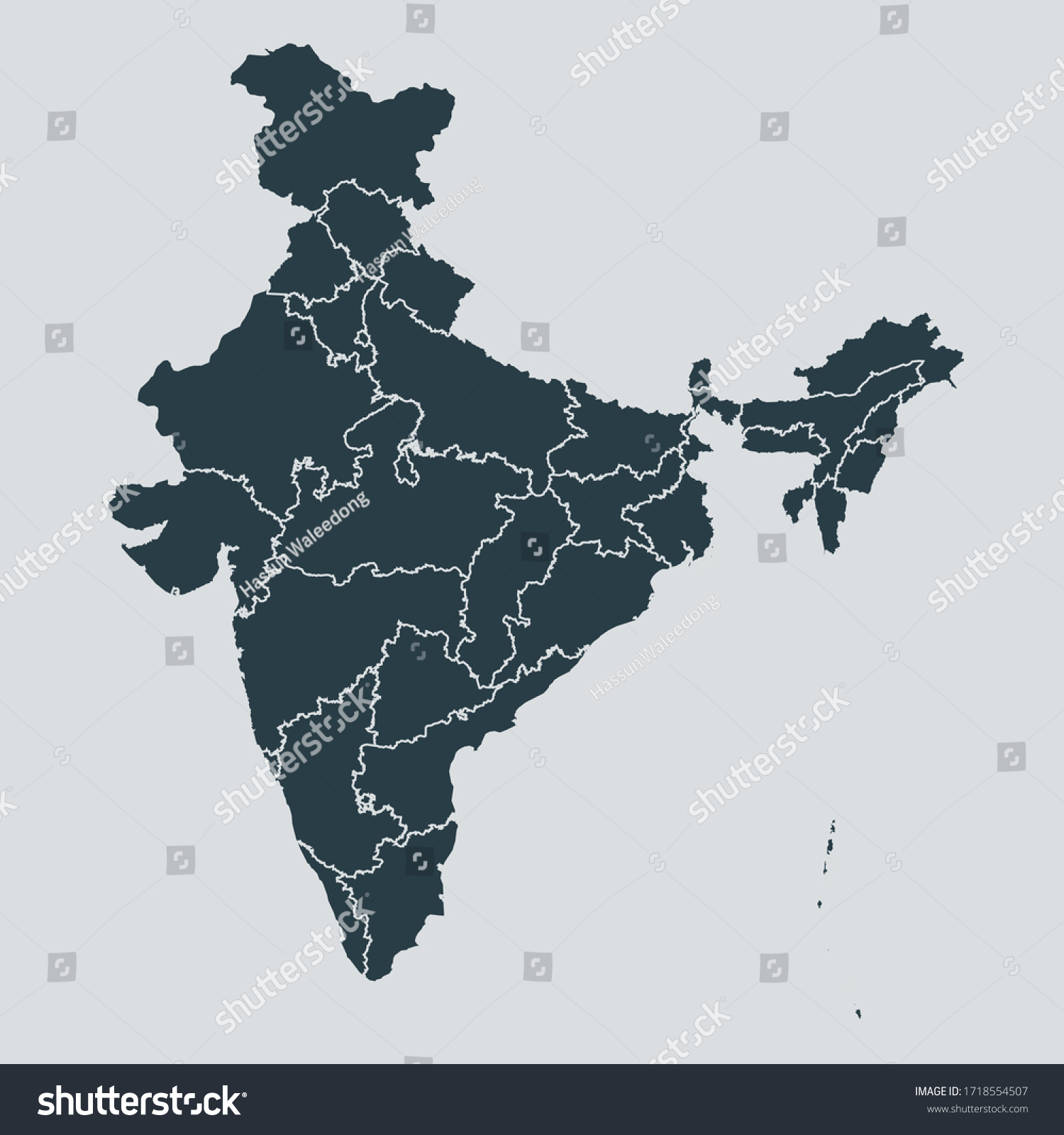 India Map Vector Isolated On Gray Stock Vector (Royalty Free ...