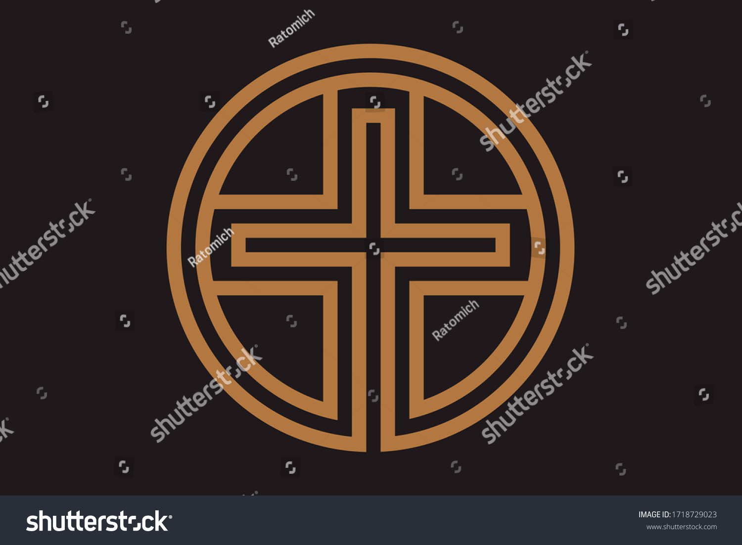 Christian Cross Icon Circle Christian Cross Stock Vector (Royalty Free