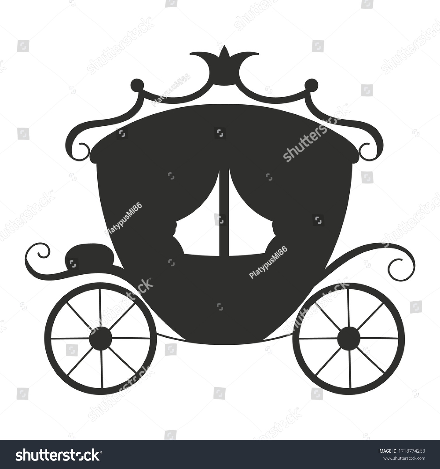 Black Silhouette Magic Carriage Vector Illustration Stock Vector ...