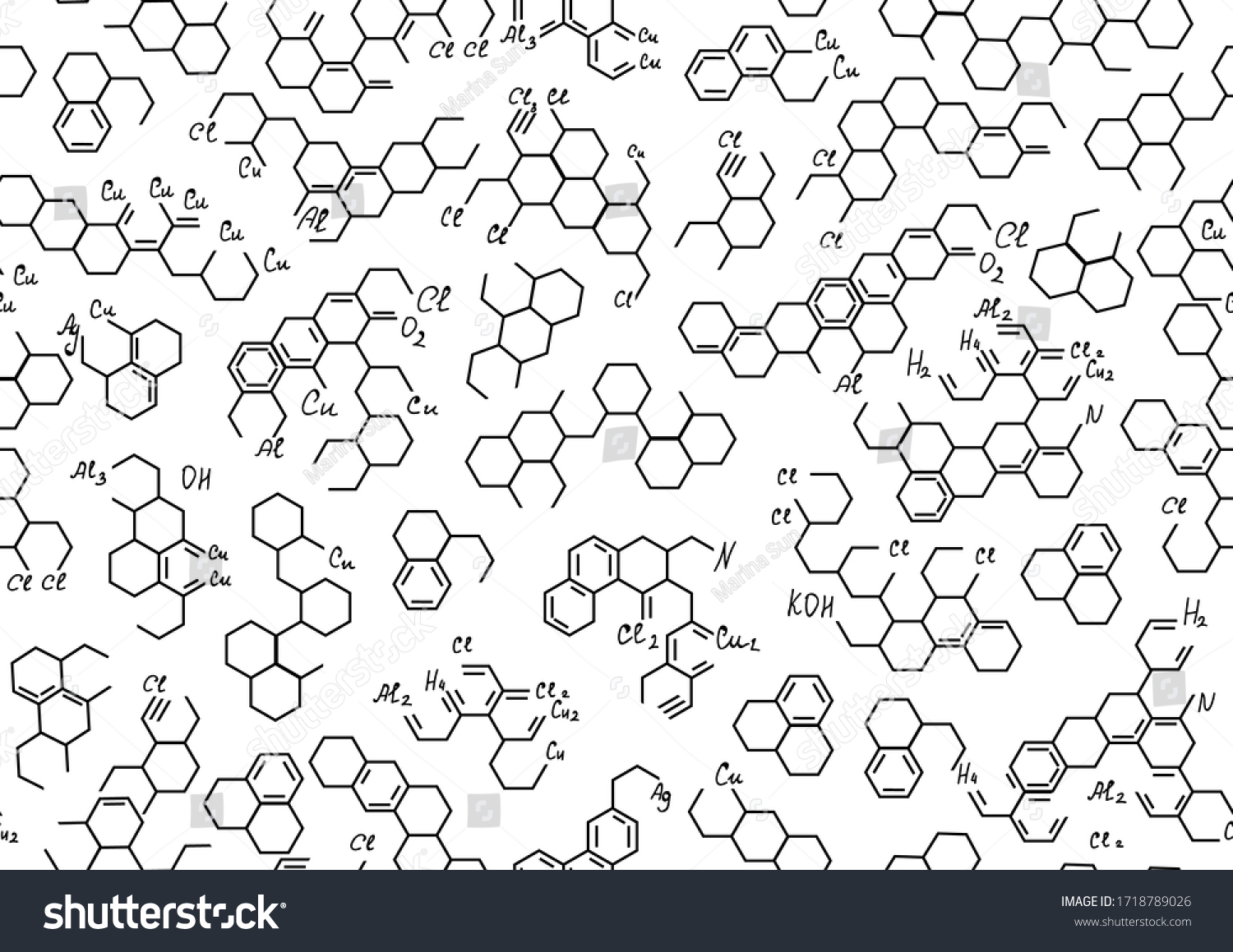 Scientific Vector Seamless Background Handwritten Chemical Stock Vector ...