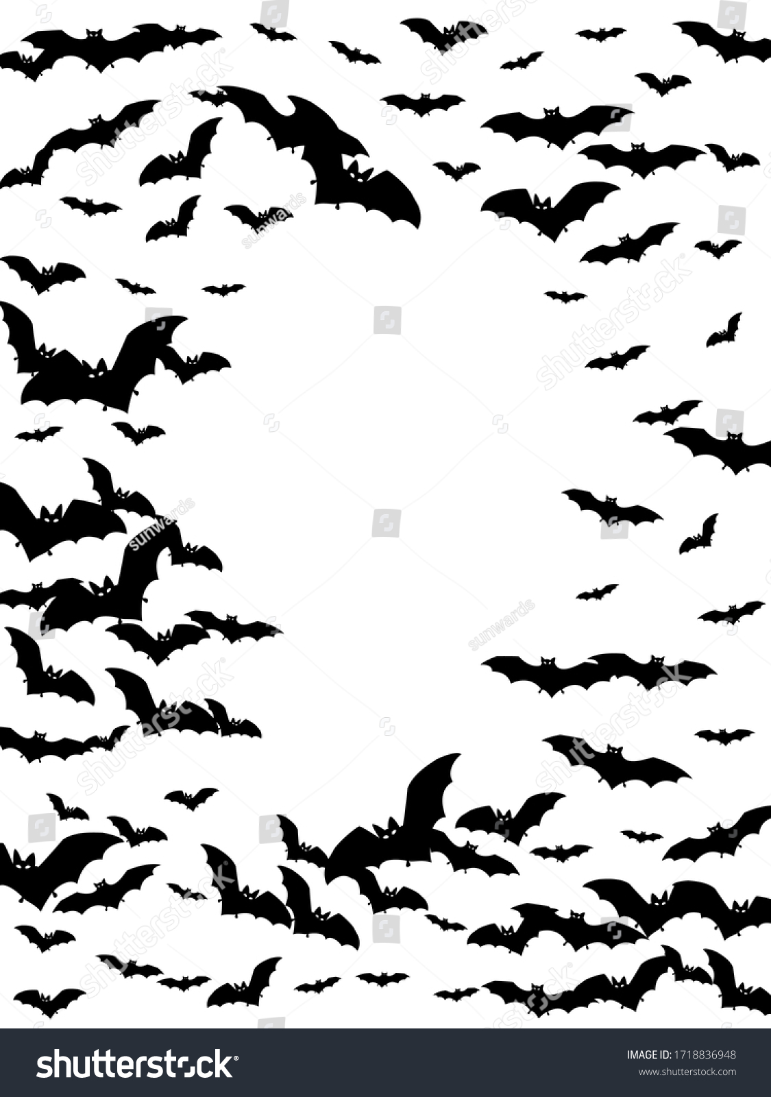 Gothic Black Bats Flock Isolated On Stock Vector (Royalty Free ...