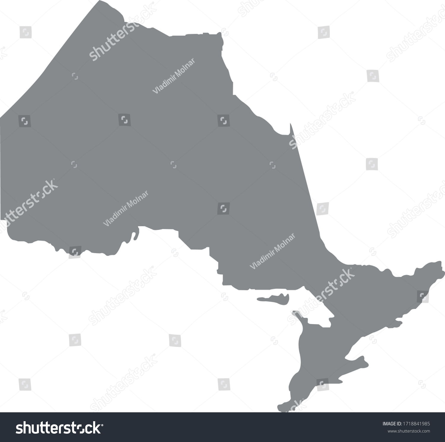 Vector Illustration Ontario Map Stock Vector (Royalty Free) 1718841985 ...