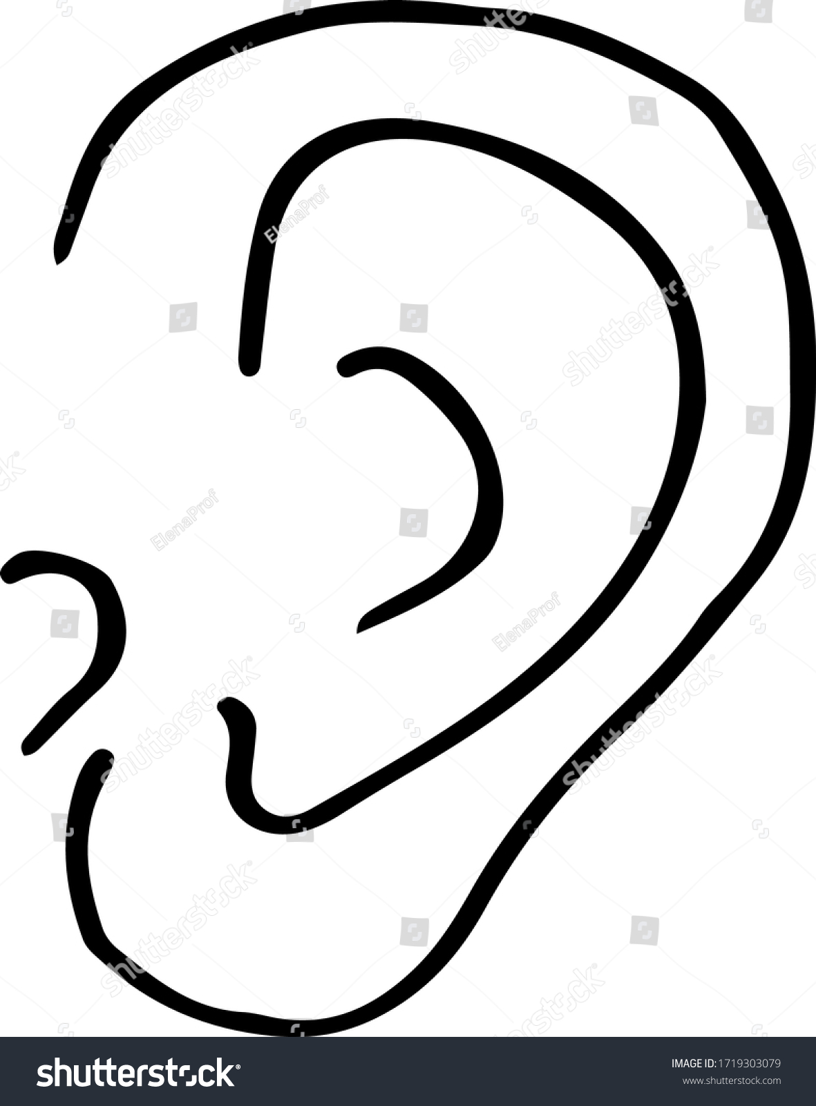 Hand Drawn Human Ear Doodle Vector Stock Vector (Royalty Free ...