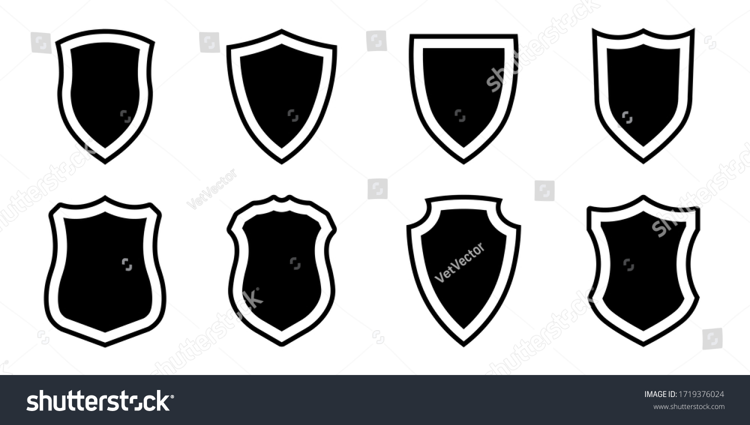 Set Police Badge Shape Vector Military Stock Vector (Royalty Free ...