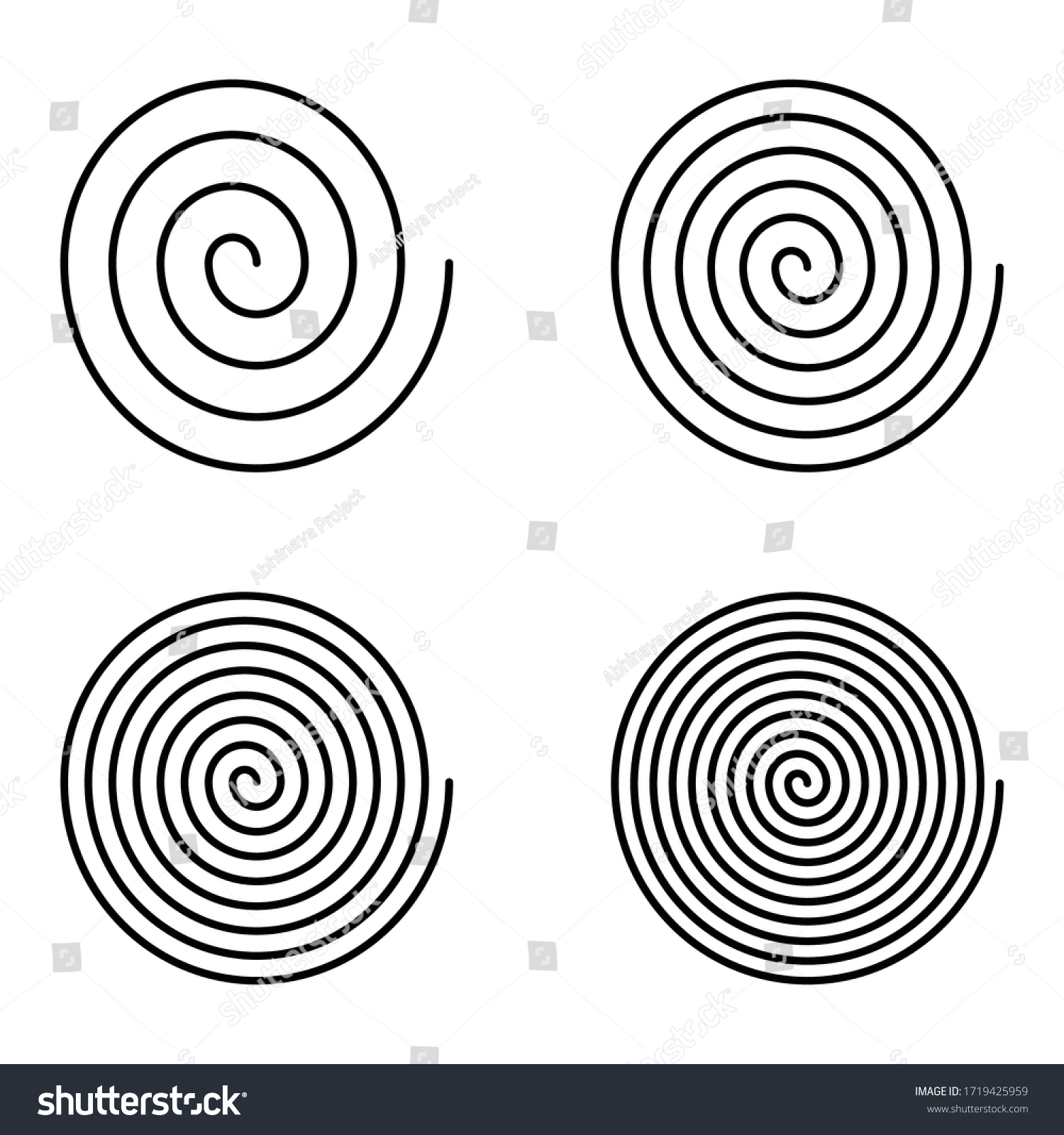 Spiral Set Various Shapes Stock Vector (Royalty Free) 1719425959 ...