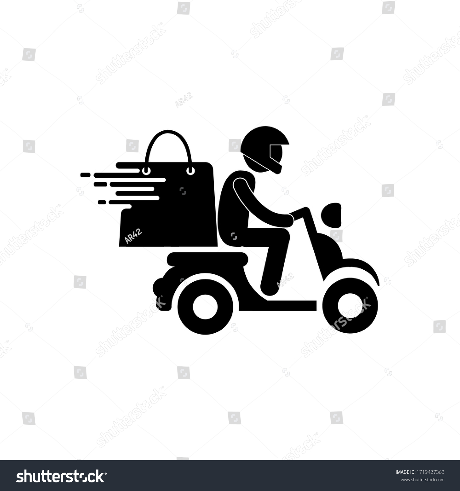 Shipping Fast Delivery Man Riding Motorcycle Stock Vector Royalty Free 1719427363 Shutterstock 6459