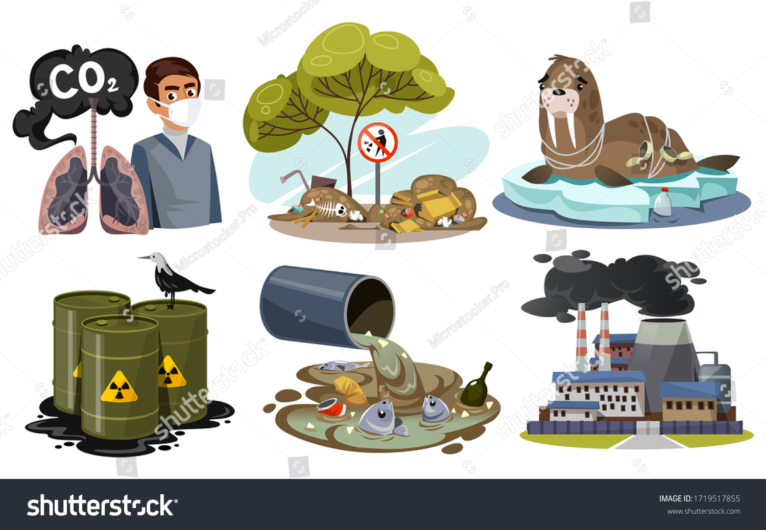 Set Nature Pollution Creative Images Vector Stock Vector (Royalty Free ...