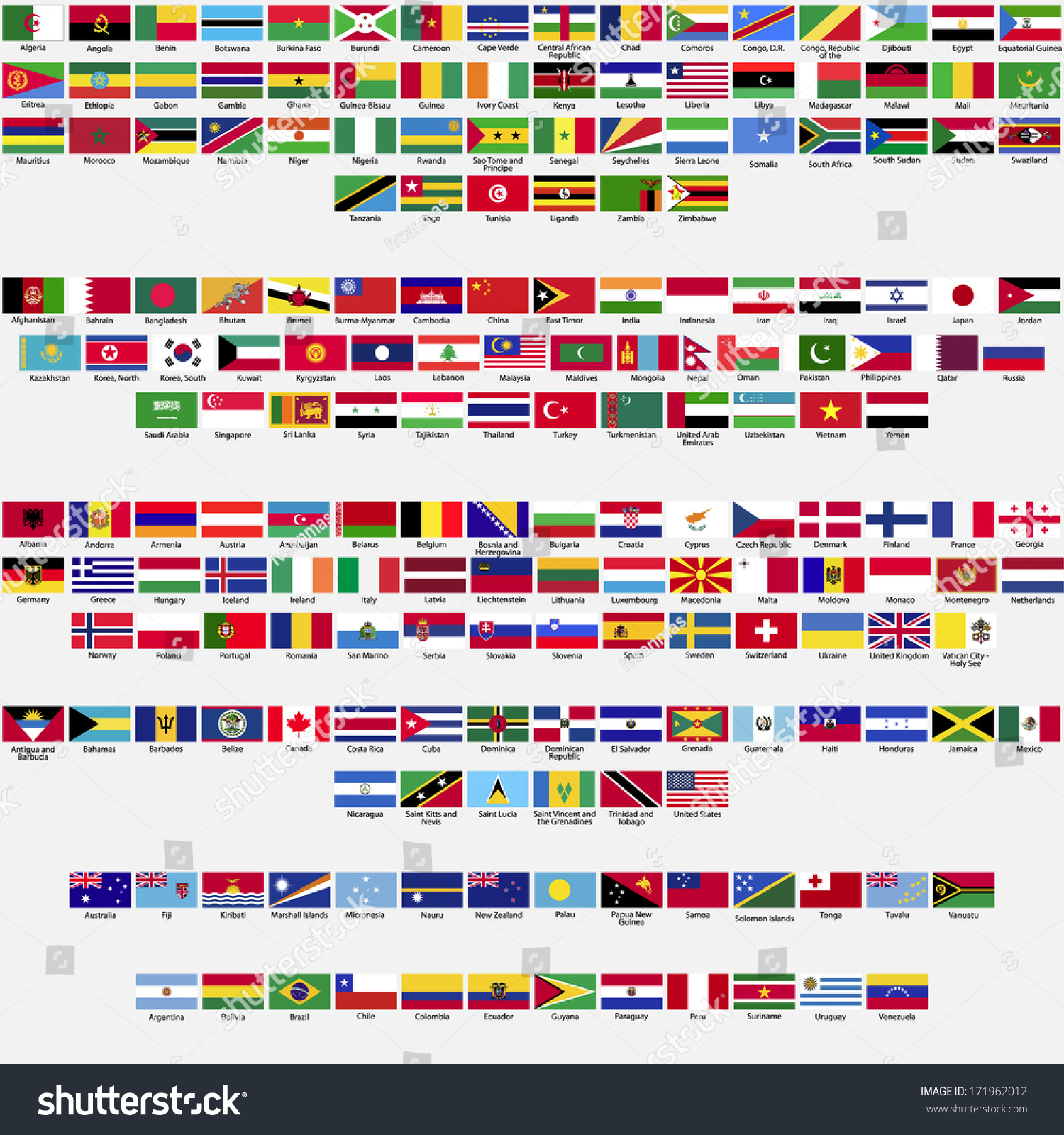 Flags World All Sovereign States Recognized Stock Illustration ...