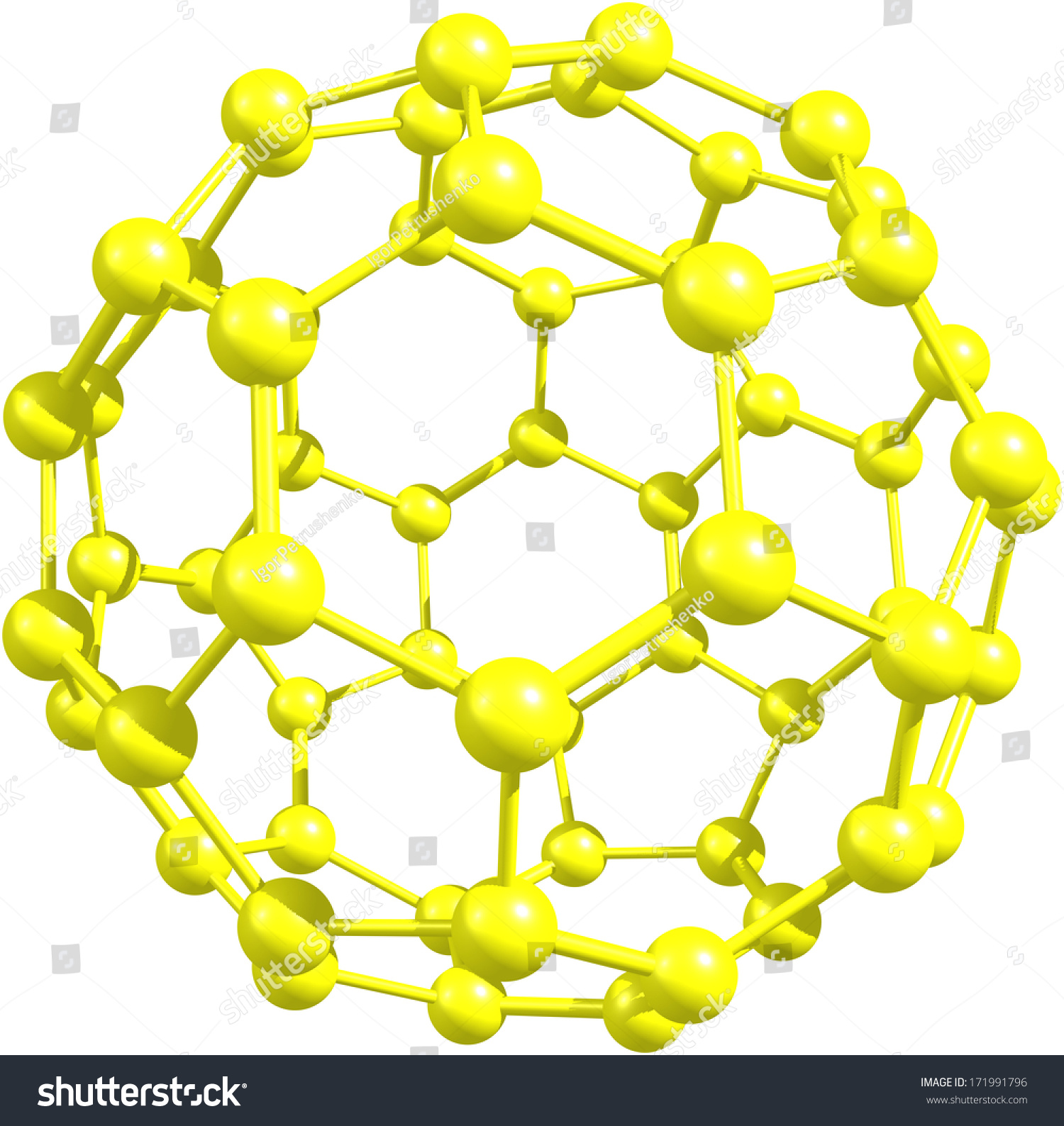 Fullerene Molecular Model C60 On White Stock Illustration 171991796
