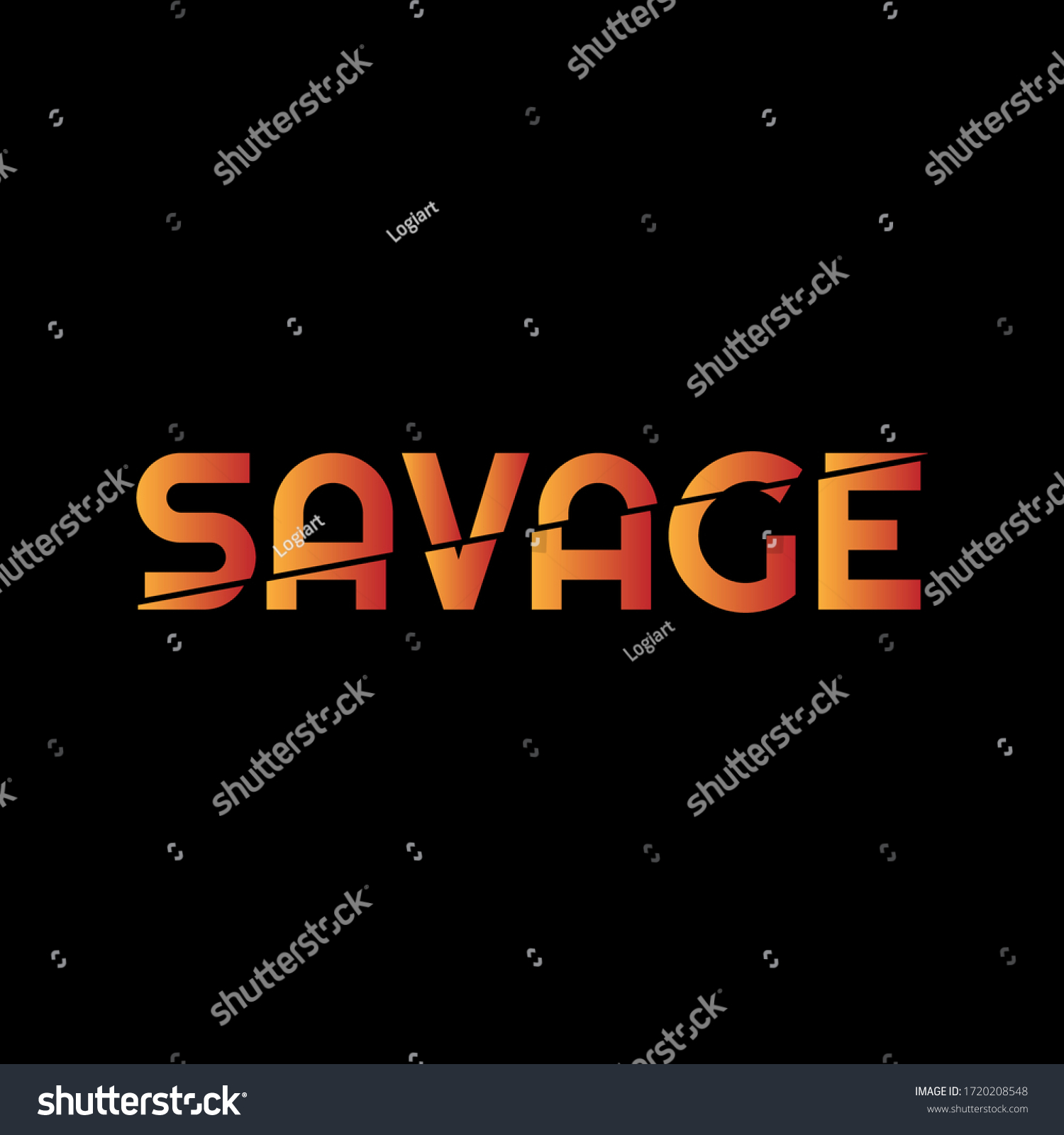 Savage Calligraphy Gradient Color Cut Effect Stock Vector (Royalty Free ...