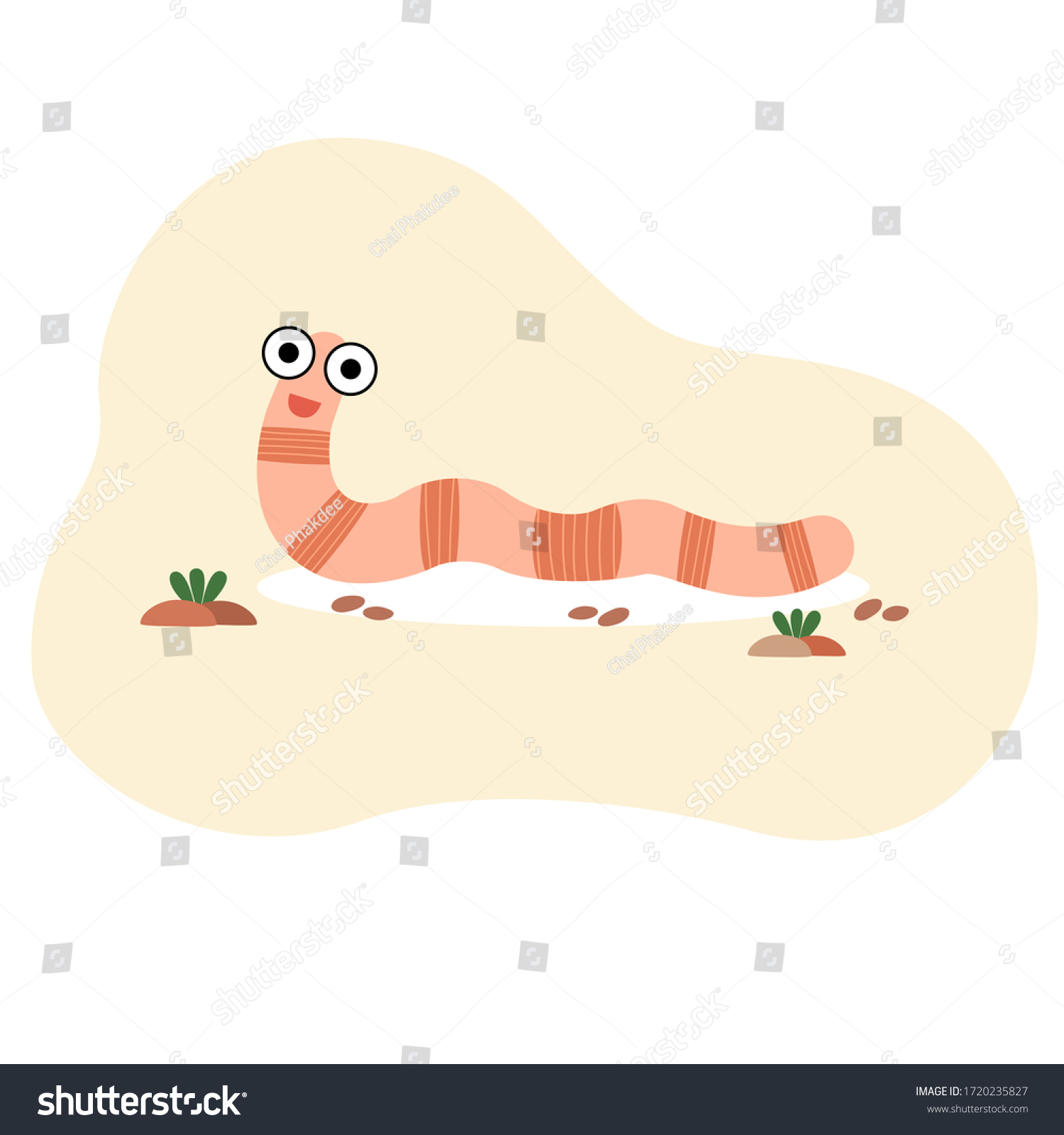 Earthworm Cartoon On White Background Cute Stock Vector (Royalty Free ...