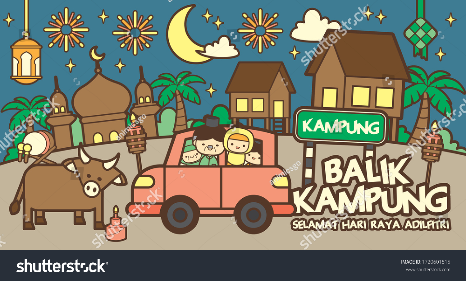 Hari Raya Aidilfitri Balik Kampung Celebration Stock Vector (Royalty ...