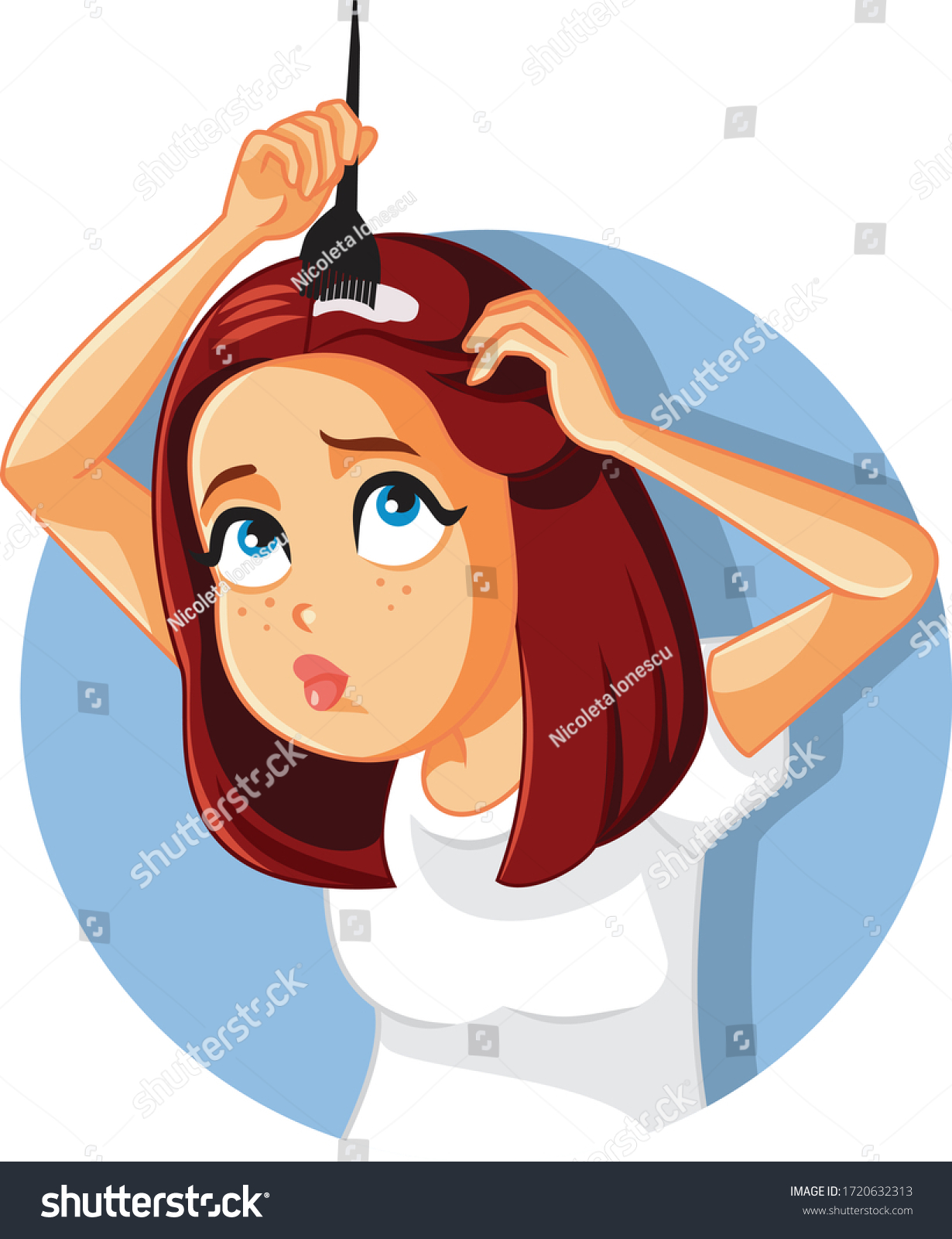 Funny Woman Dying Her Hair Home Stock Vector (Royalty Free) 1720632313 ...