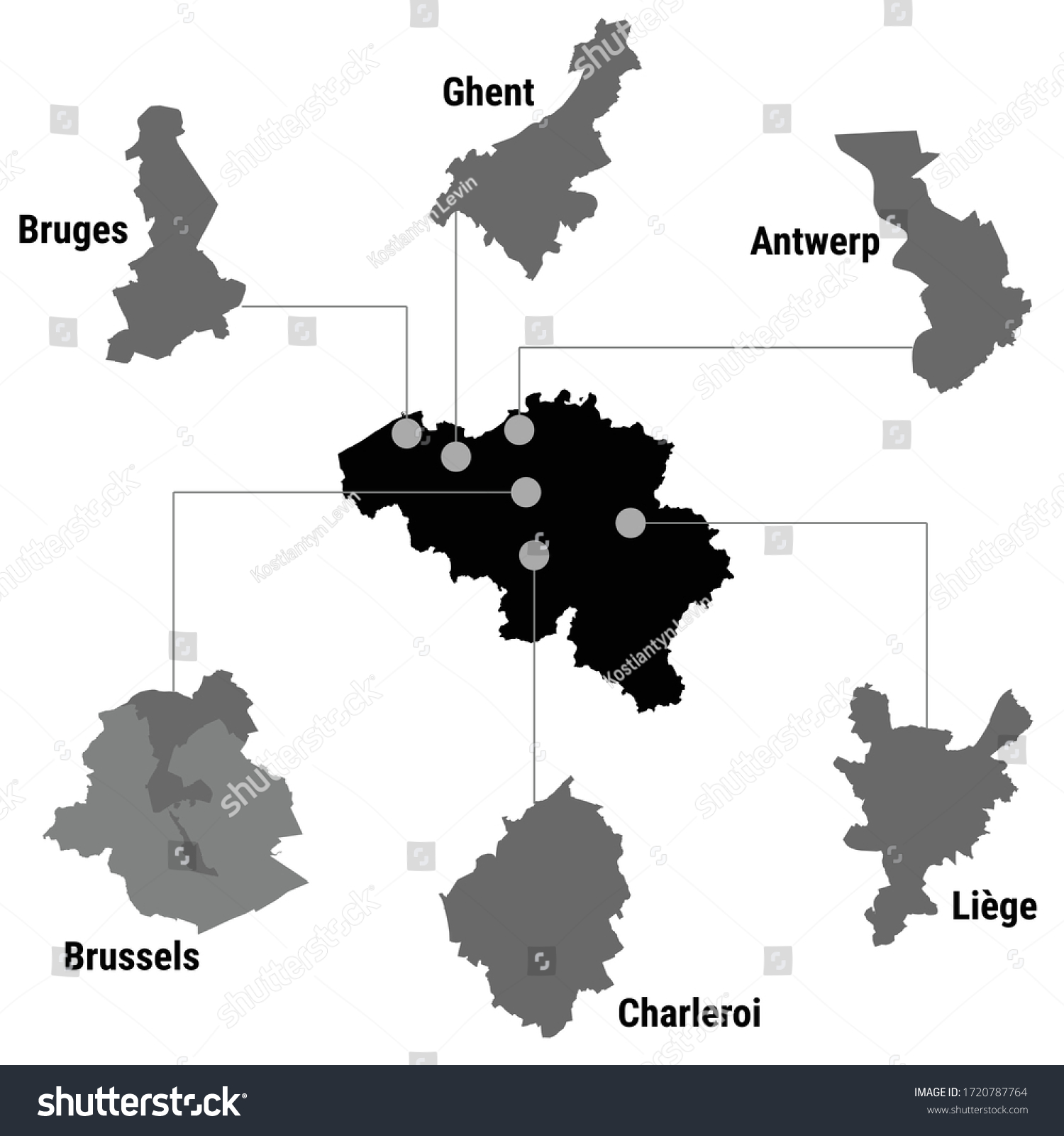 388 Im Genes De Gent Map Im Genes Fotos Y Vectores De Stock   Stock Vector Belgium Map Infographic With Cities Brussels Bruxelles Liege Luik Gent Ghent Brugge Bruges 1720787764 