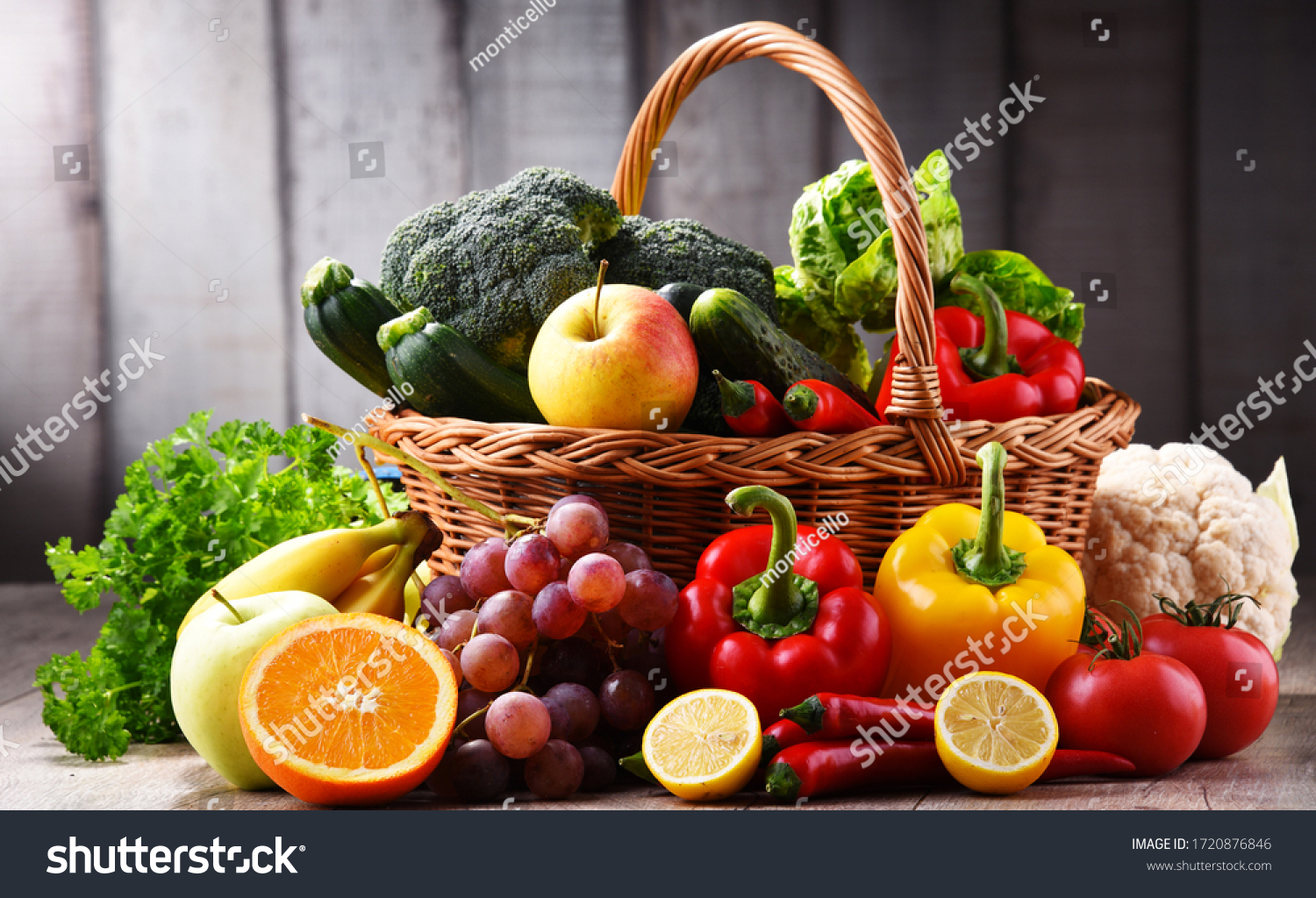 Composition Assorted Organic Vegetables Fruits Stock Photo 1720876846 ...