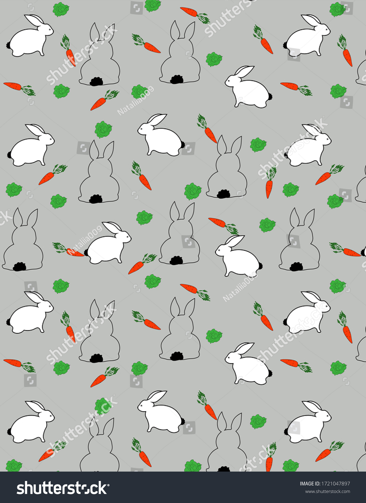 Rabbit Pattern Vector Illustration Elements Design Stock Vector ...
