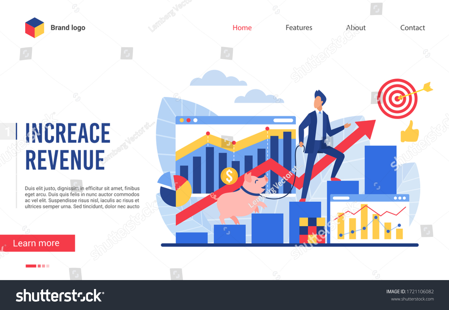 Increase Revenue Vector Illustration Interface Website Stock Vector ...