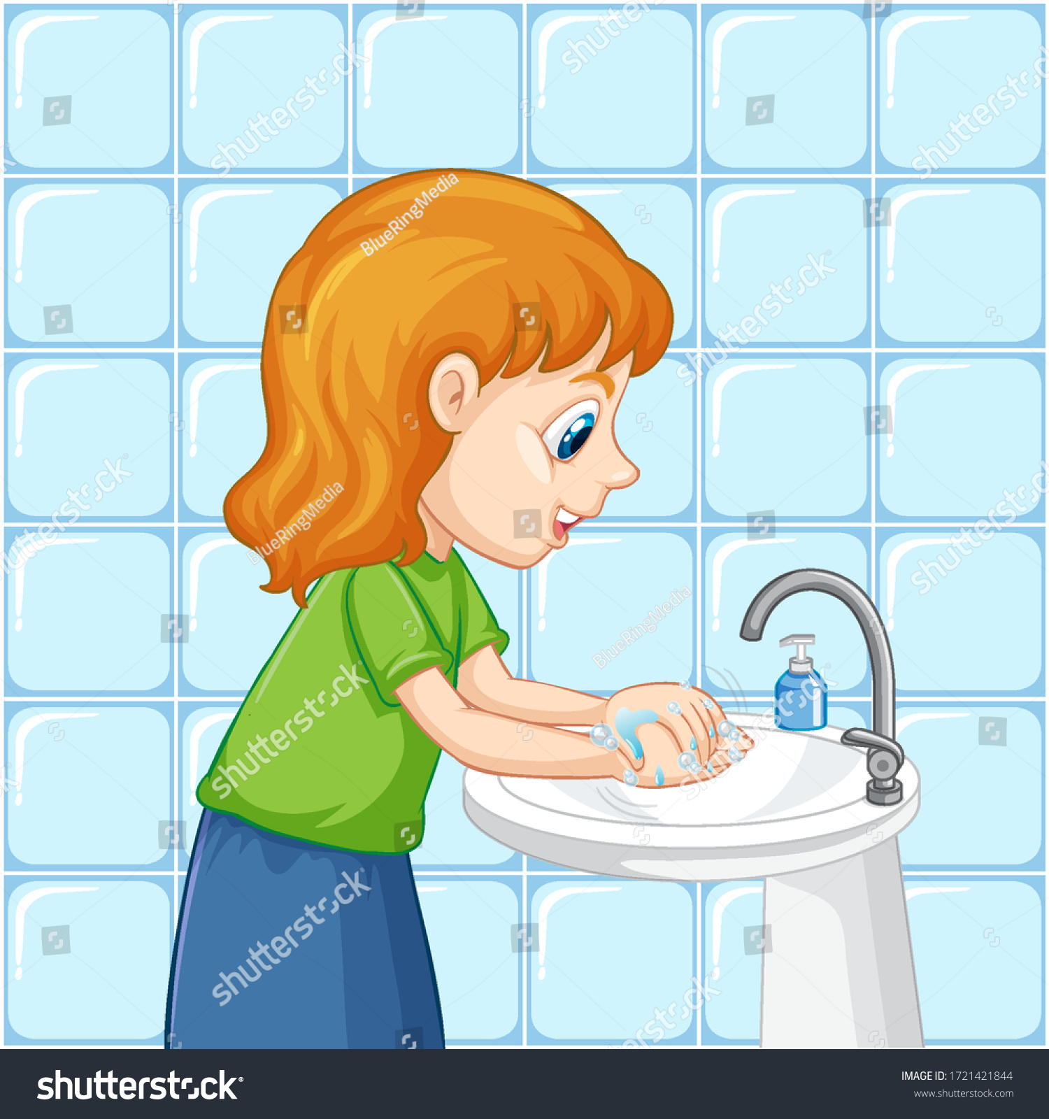 Girl Cleaning Hands Illustration Stock Vector (Royalty Free) 1721421844 ...