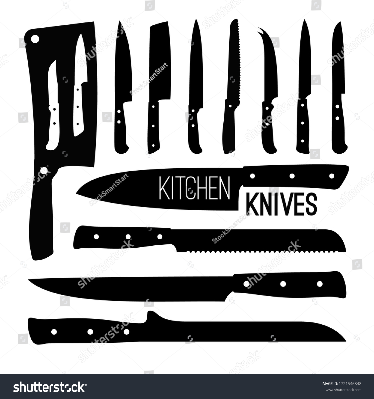 Butcher Knives Silhouettes Butchers Chef Vector Stock Vector (Royalty ...