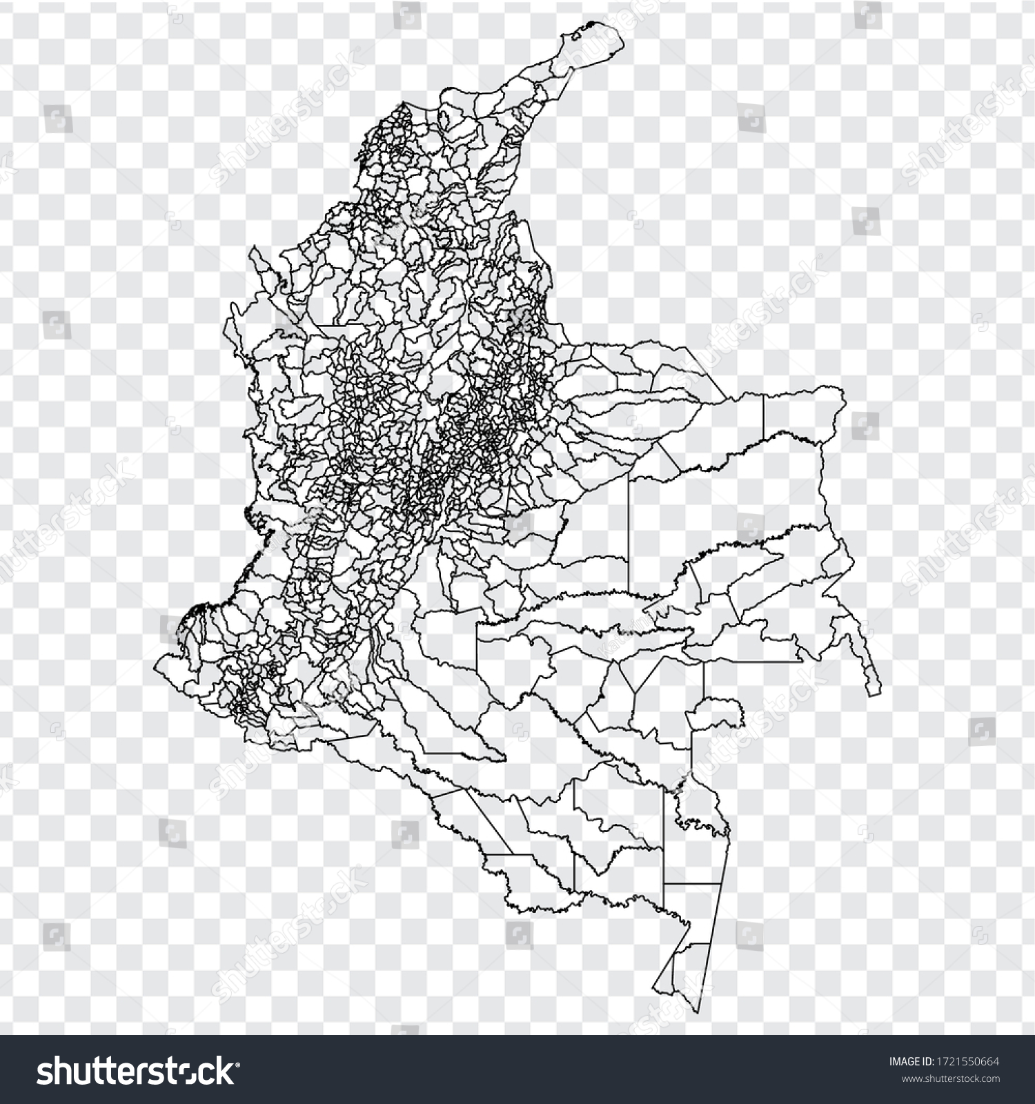 Blank Map Colombia High Quality Map Stock Vector Royalty Free Stock Vector Blank Map Colombia High Quality Map Colombia With Provinces And Municipalities On Transparent 1721550664
