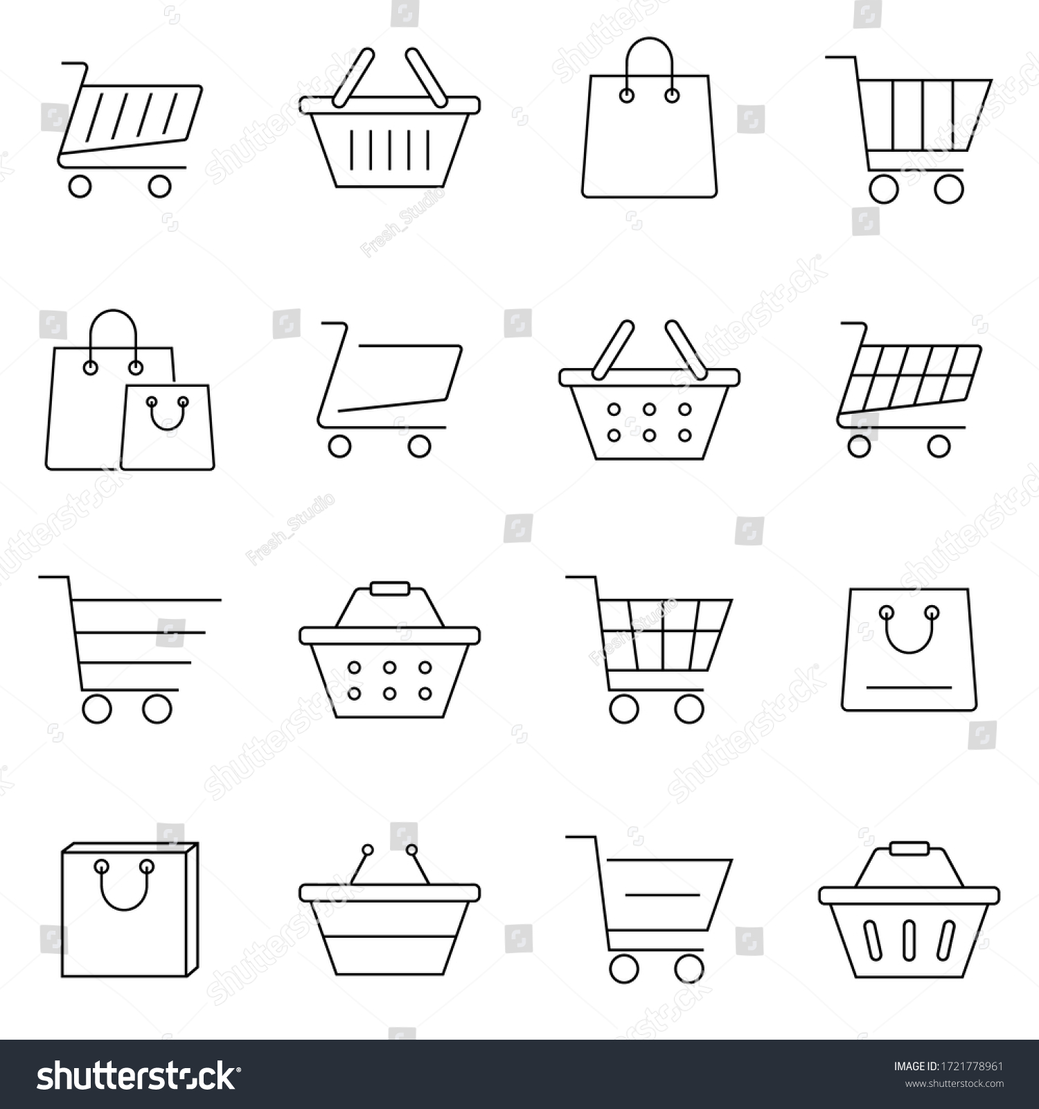 Set Shopping Cart Icons Modern Thin Stock Vector Royalty Free Shutterstock