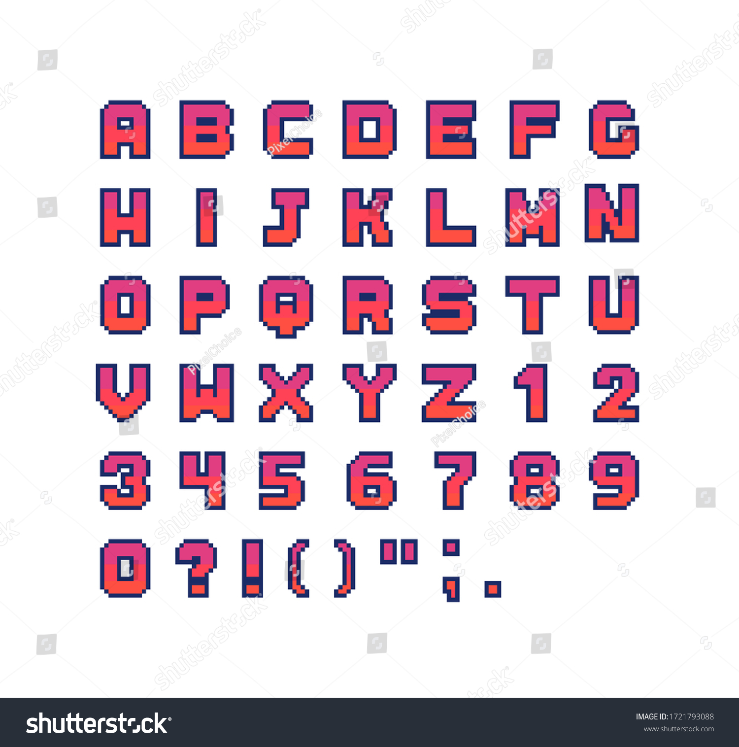 Pixel Art Font Alphabet Retro Style Stock Vector (Royalty Free ...