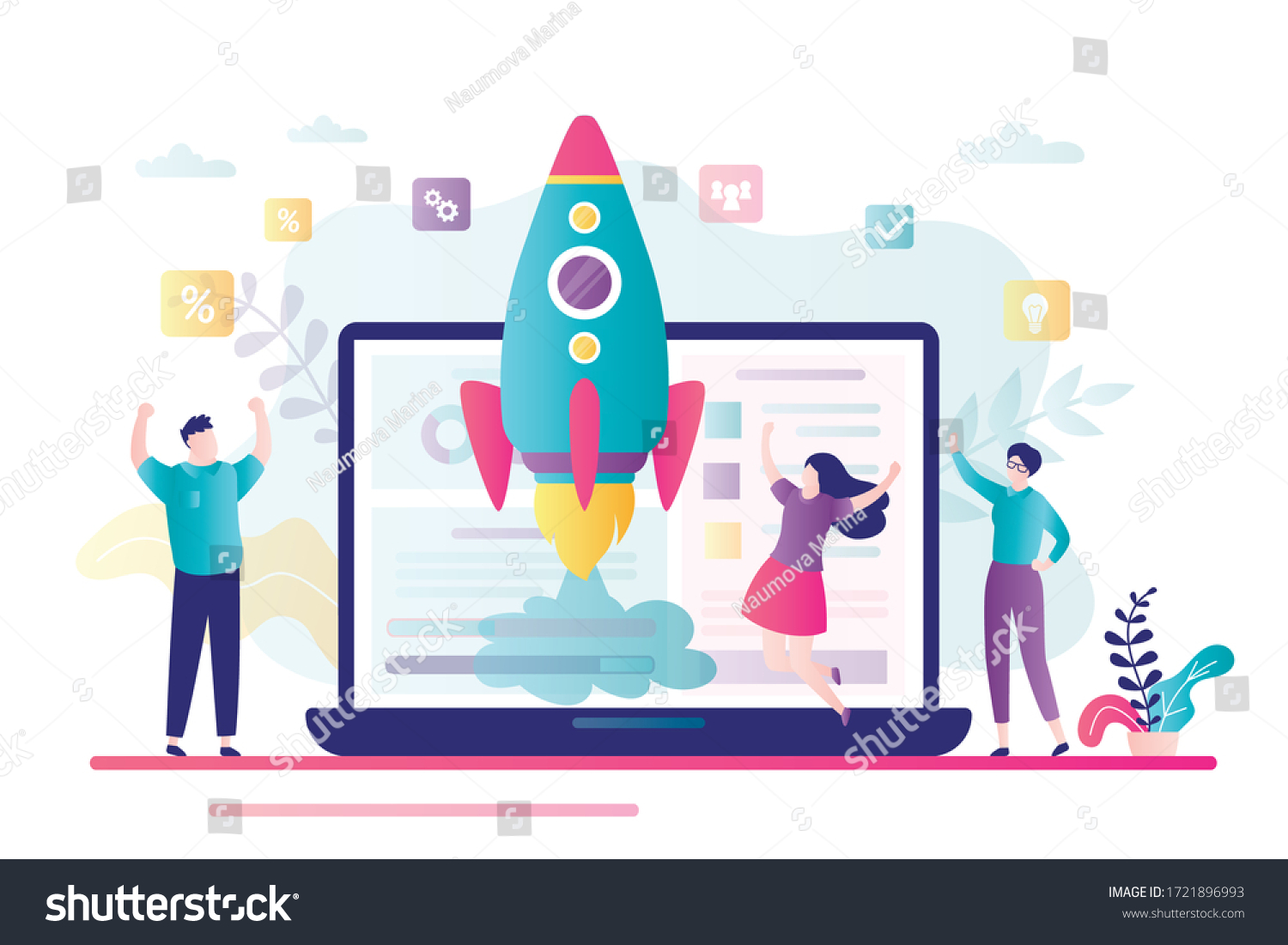 Happy Developers Completion Successful Business Project Stock Vector ...