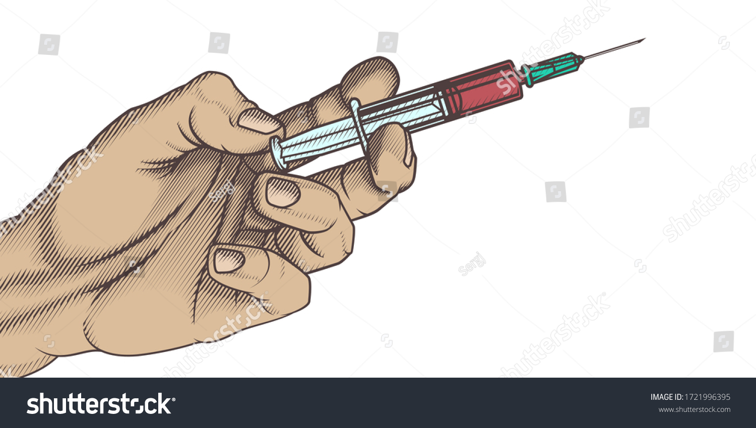 Рука со шприцом рисунок карандашом