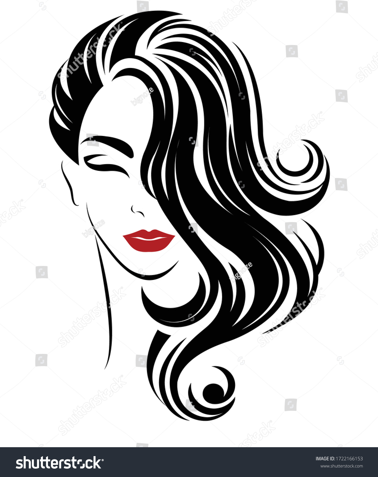 Illustration Women Long Hair Style Icon Stock Vector (Royalty Free