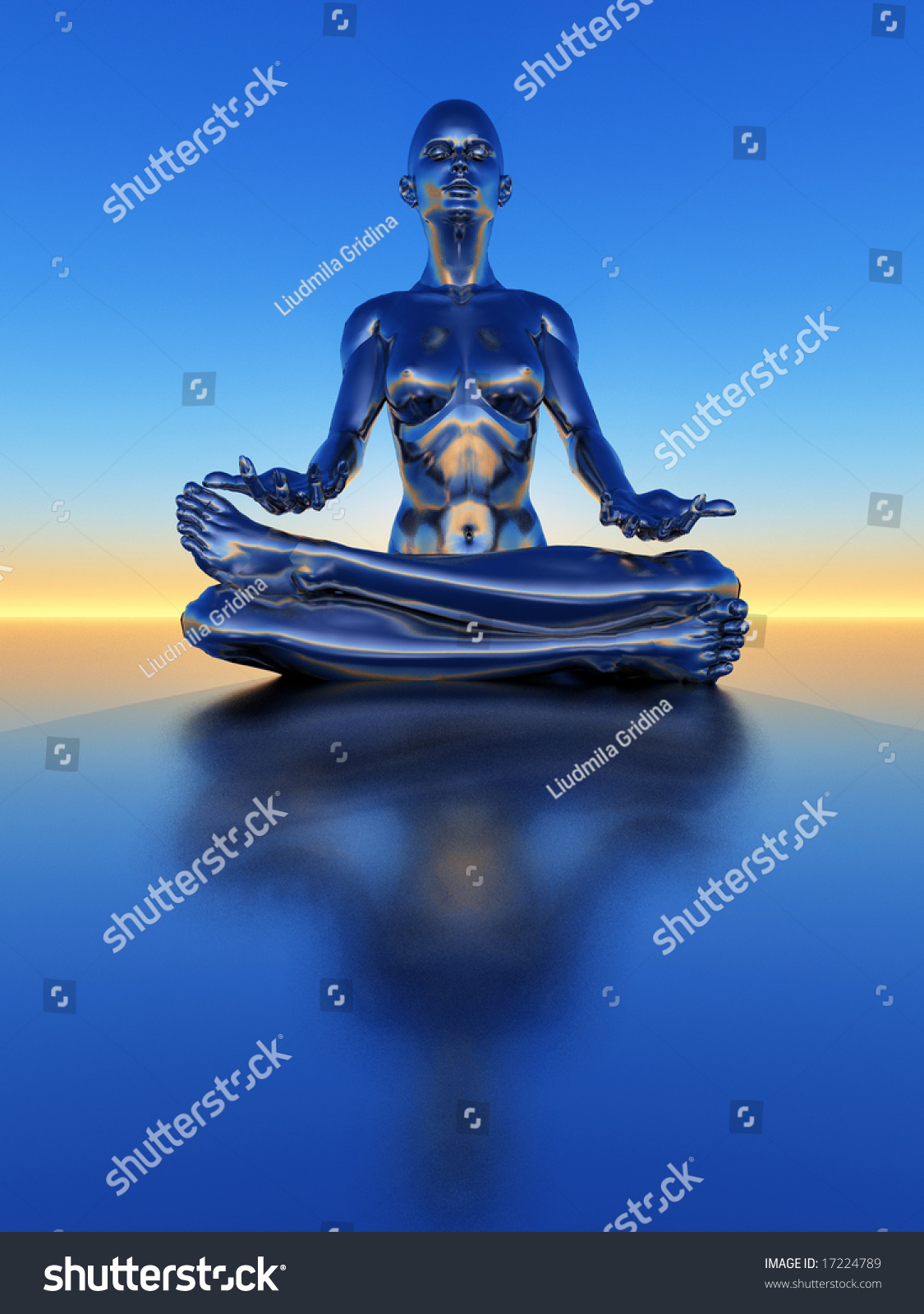 Naked Girl Lotus Pose Fantasy Scene Stock Illustration Shutterstock