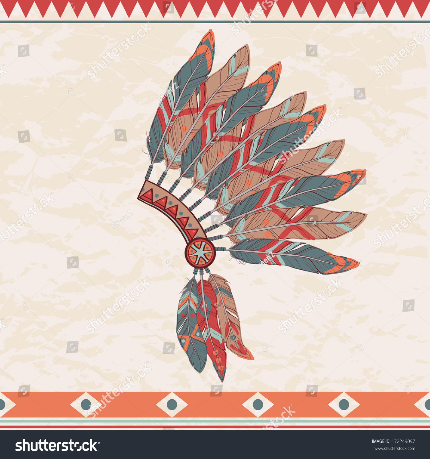 Vector Colorful Illustration Native American Indian Stock Vector ...