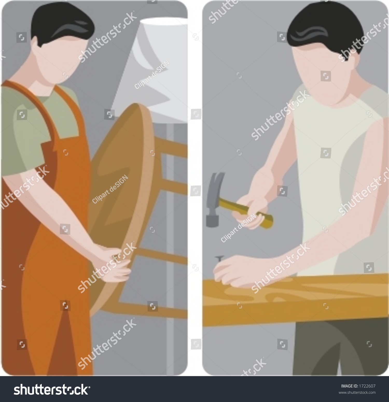 Set 2 Vector Illustrations Carpenters 1 Stock Vector (Royalty Free