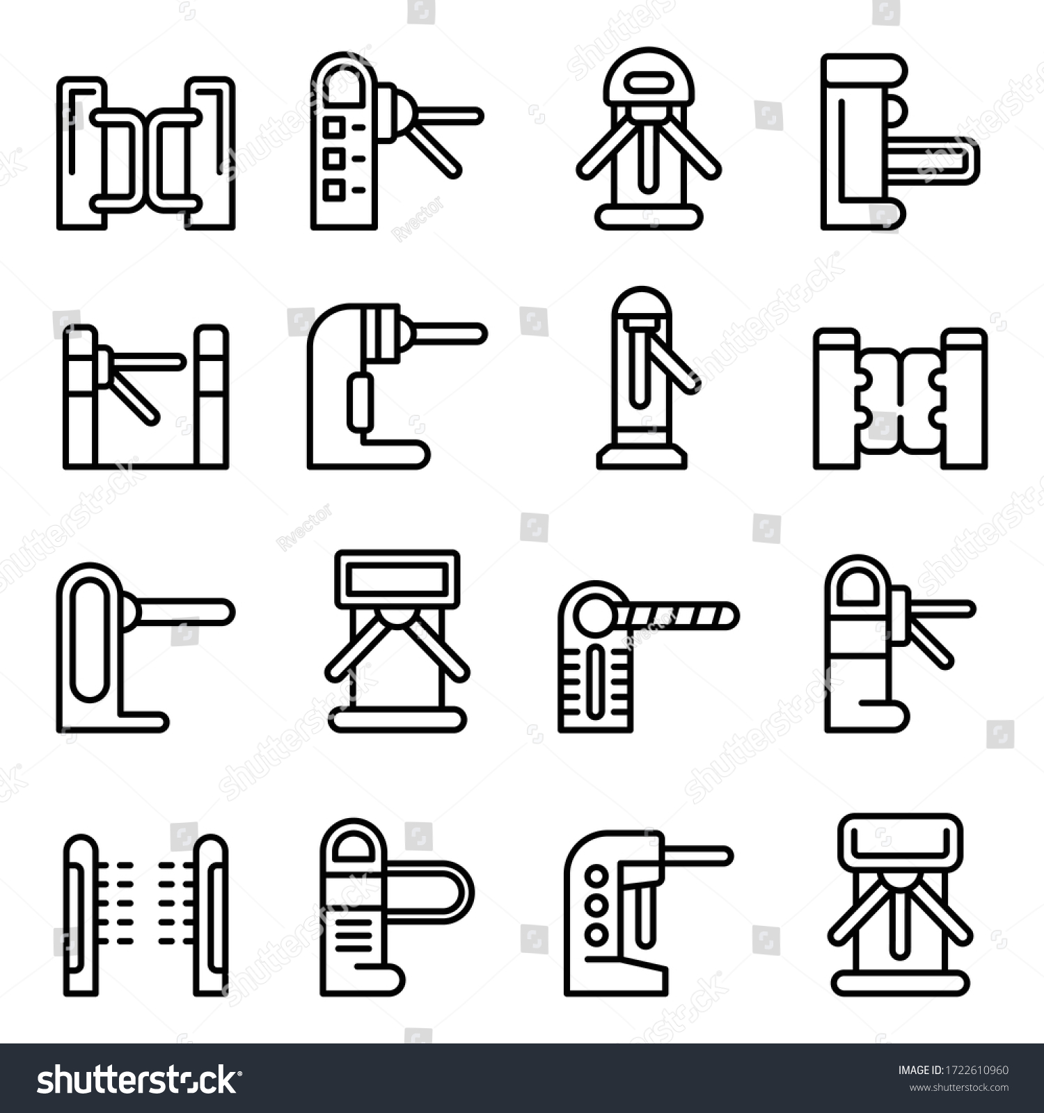 Turnstile Icons Set Outline Set Turnstile Stock Vector (Royalty Free ...