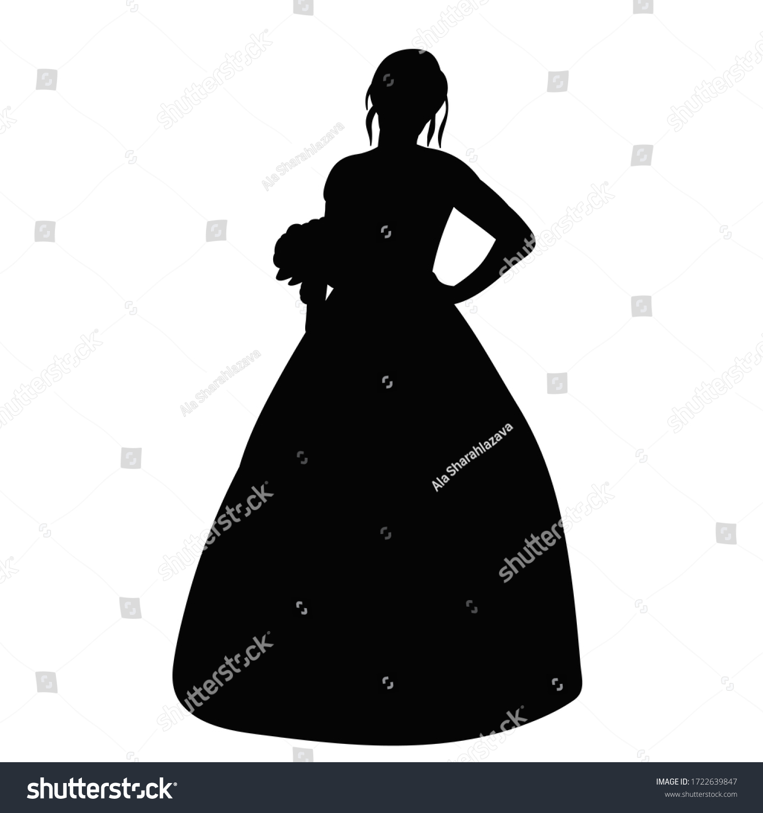 White Background Black Silhouette Bride Stock Vector (Royalty Free ...