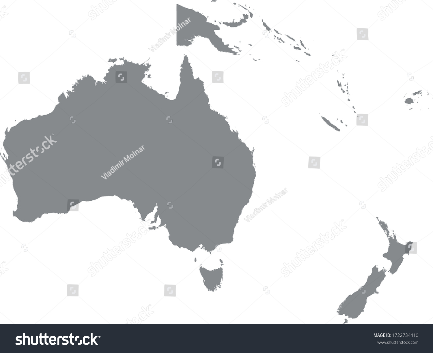 Vector Illustration Oceania Map Stock Vector (Royalty Free) 1722734410