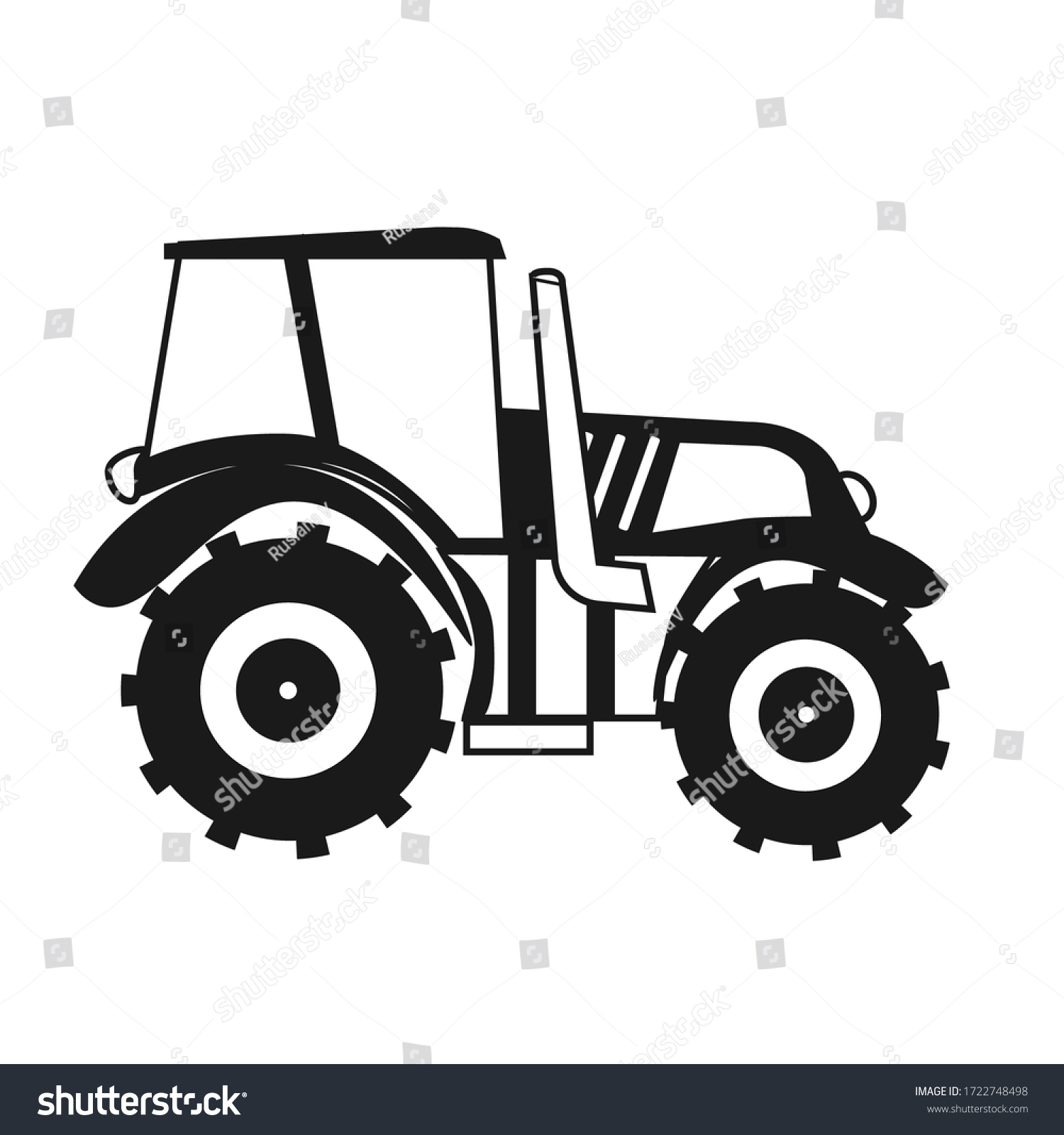 Illustration Black Tractor On White Background Stock Vector (Royalty ...