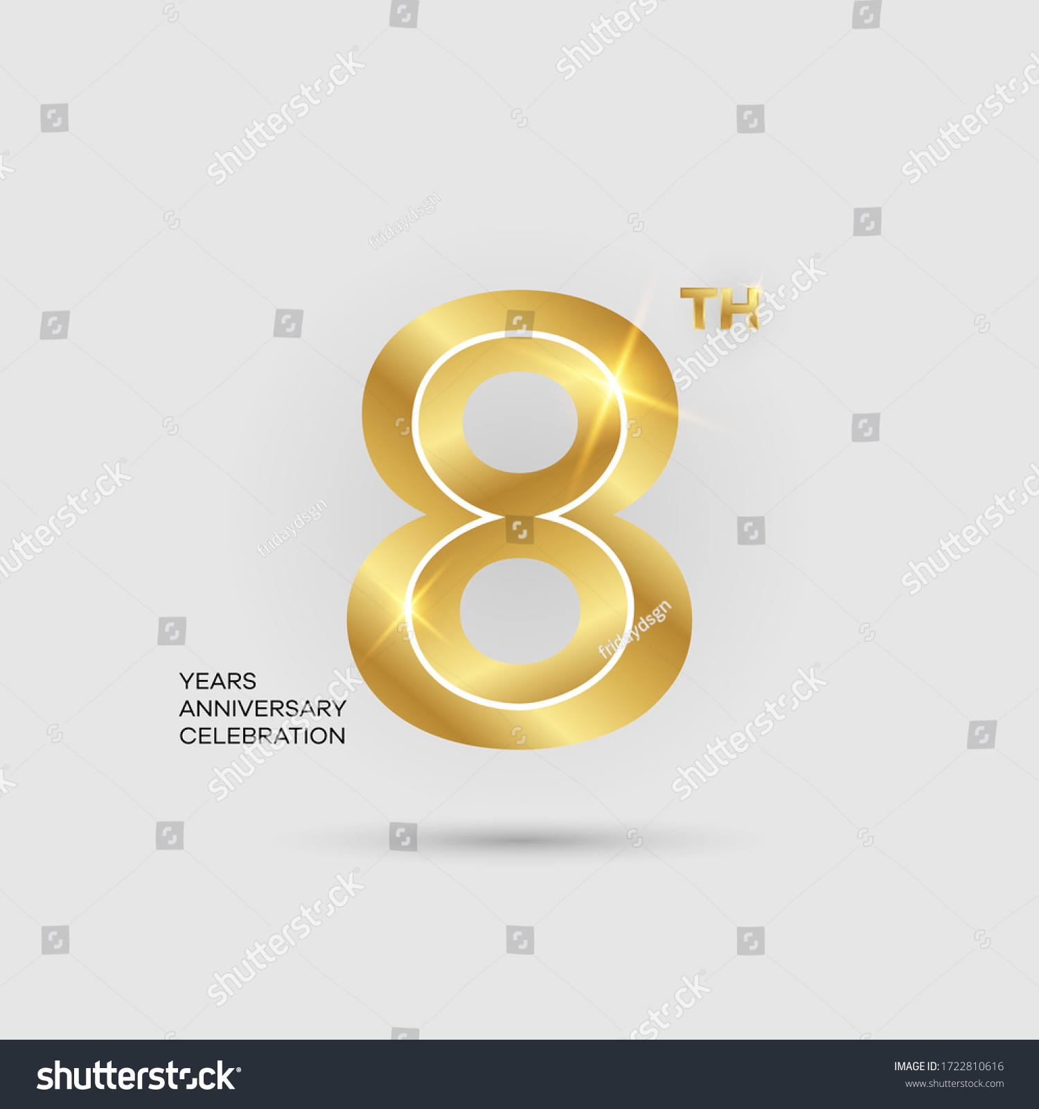 8th 3d Gold Anniversary Logo Isolated Stock Vector (Royalty Free ...