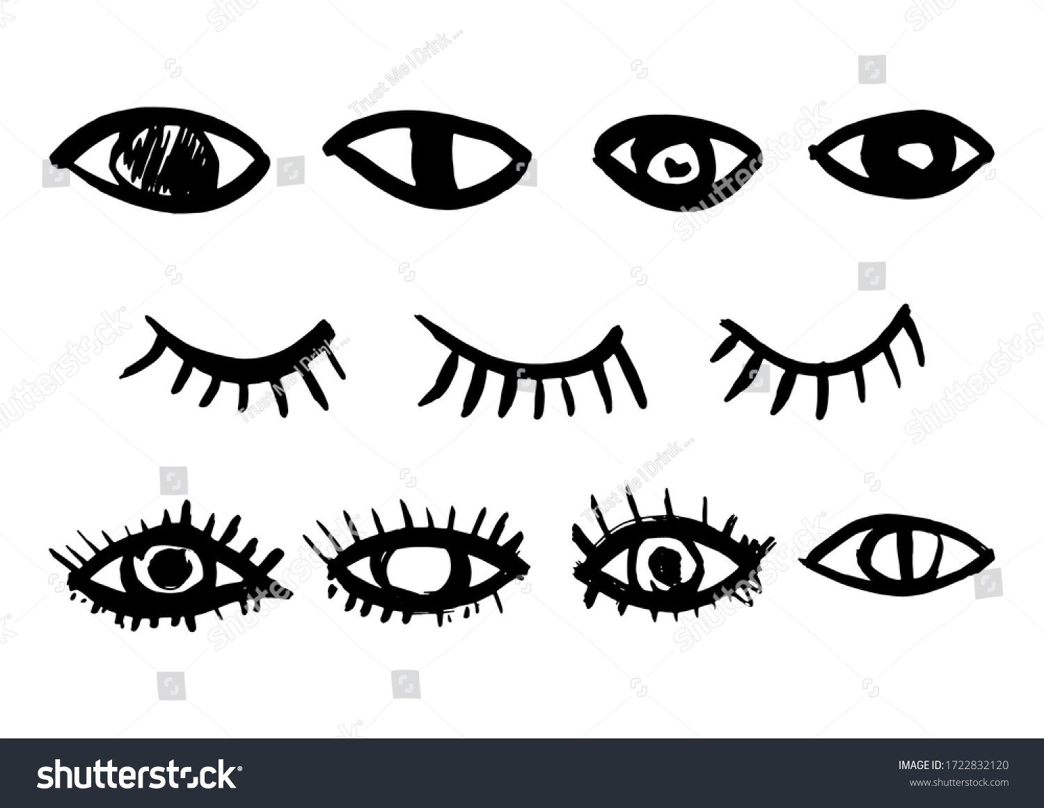 Ink Brush Drawn Eye Vector Signs Stock Vector (Royalty Free) 1722832120 ...