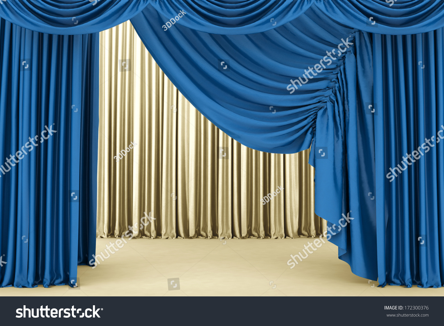 Open Blue Theater Curtain Background Stock Illustration 172300376 ...