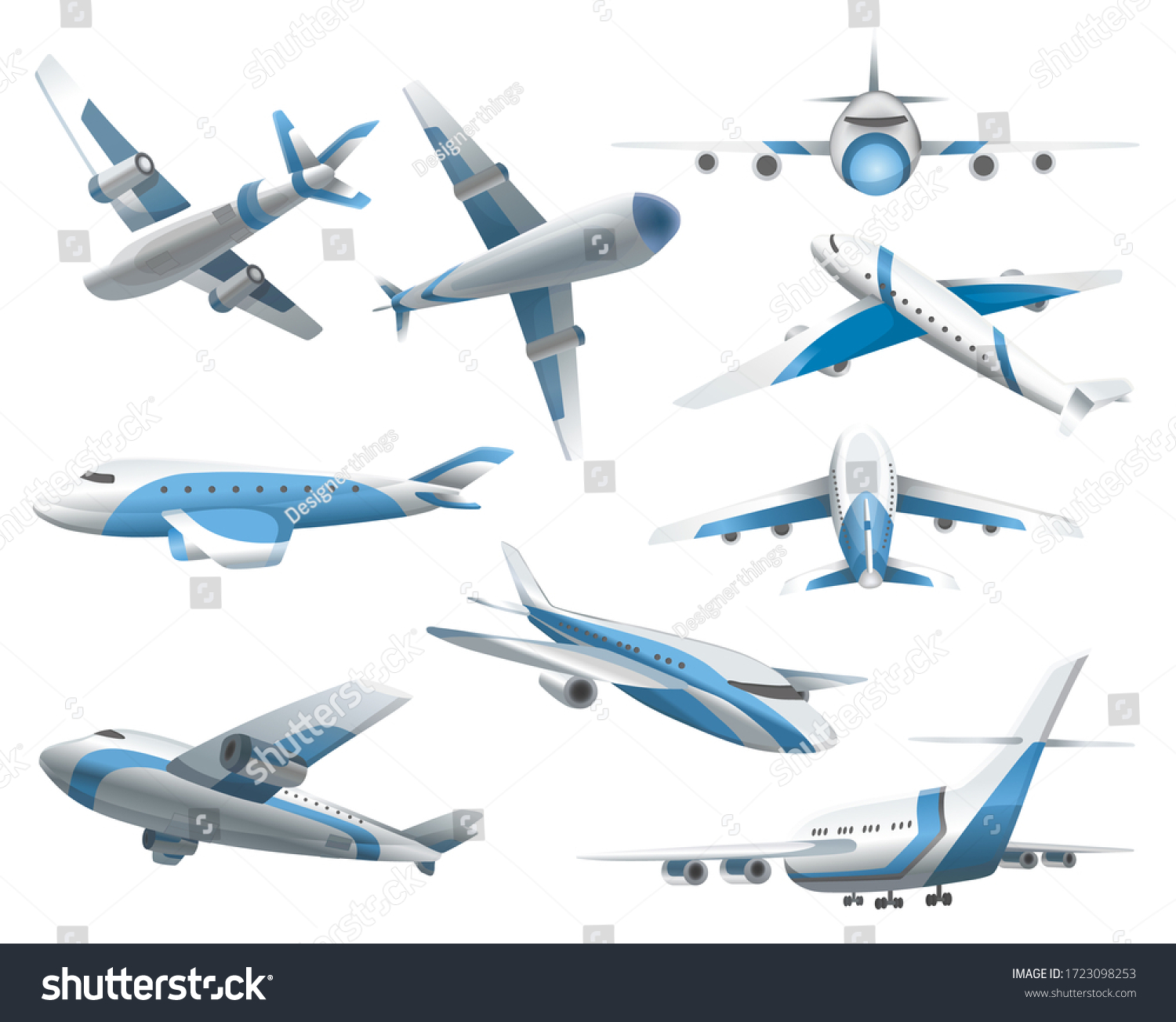 Airplanes On White Background Airliner Top Stock Illustration ...