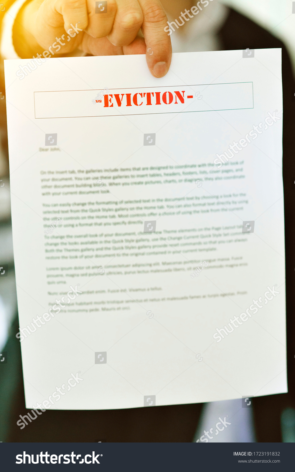 Someone Serving Eviction Notice Hands View Stock Photo 1723191832 ...