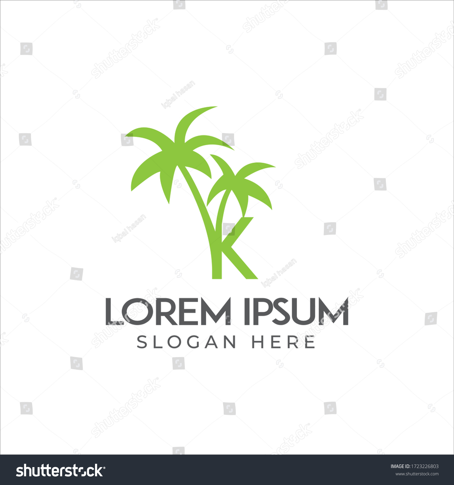 K Letter Palm Tree Logo Design Stock Vector (Royalty Free) 1723226803 ...