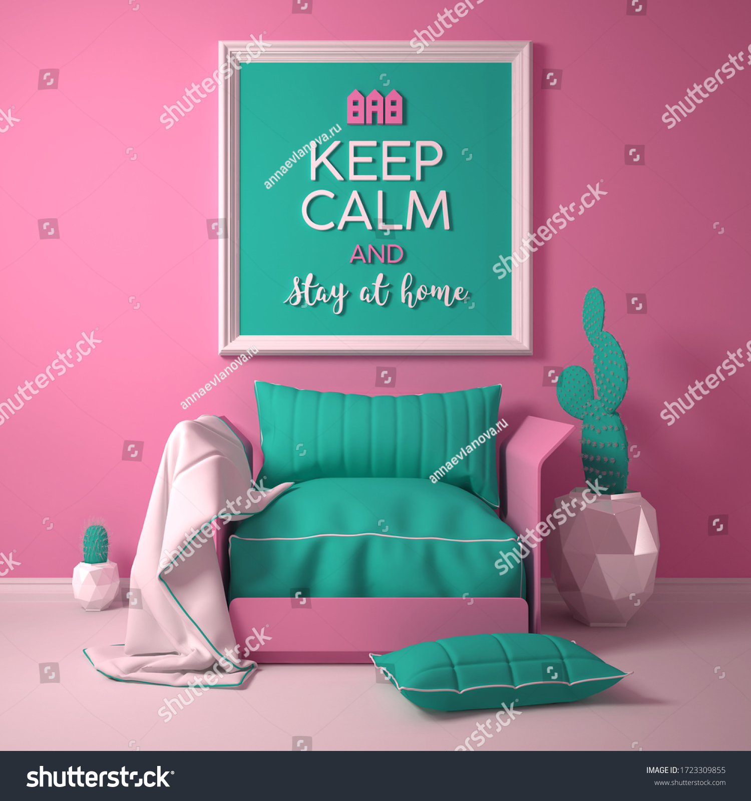 Keep Calm Stay Home Poster Concept Stock Illustration 1723309855