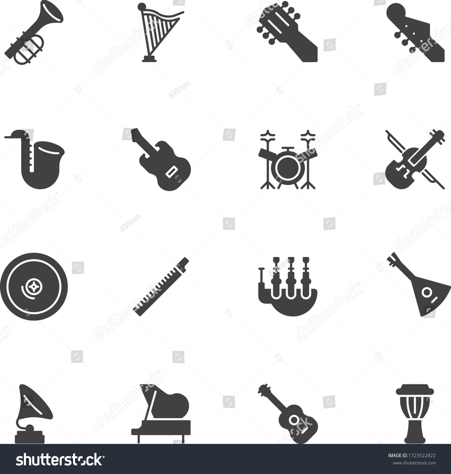 Musical Instruments Vector Icons Set Modern Stock Vector (Royalty Free ...