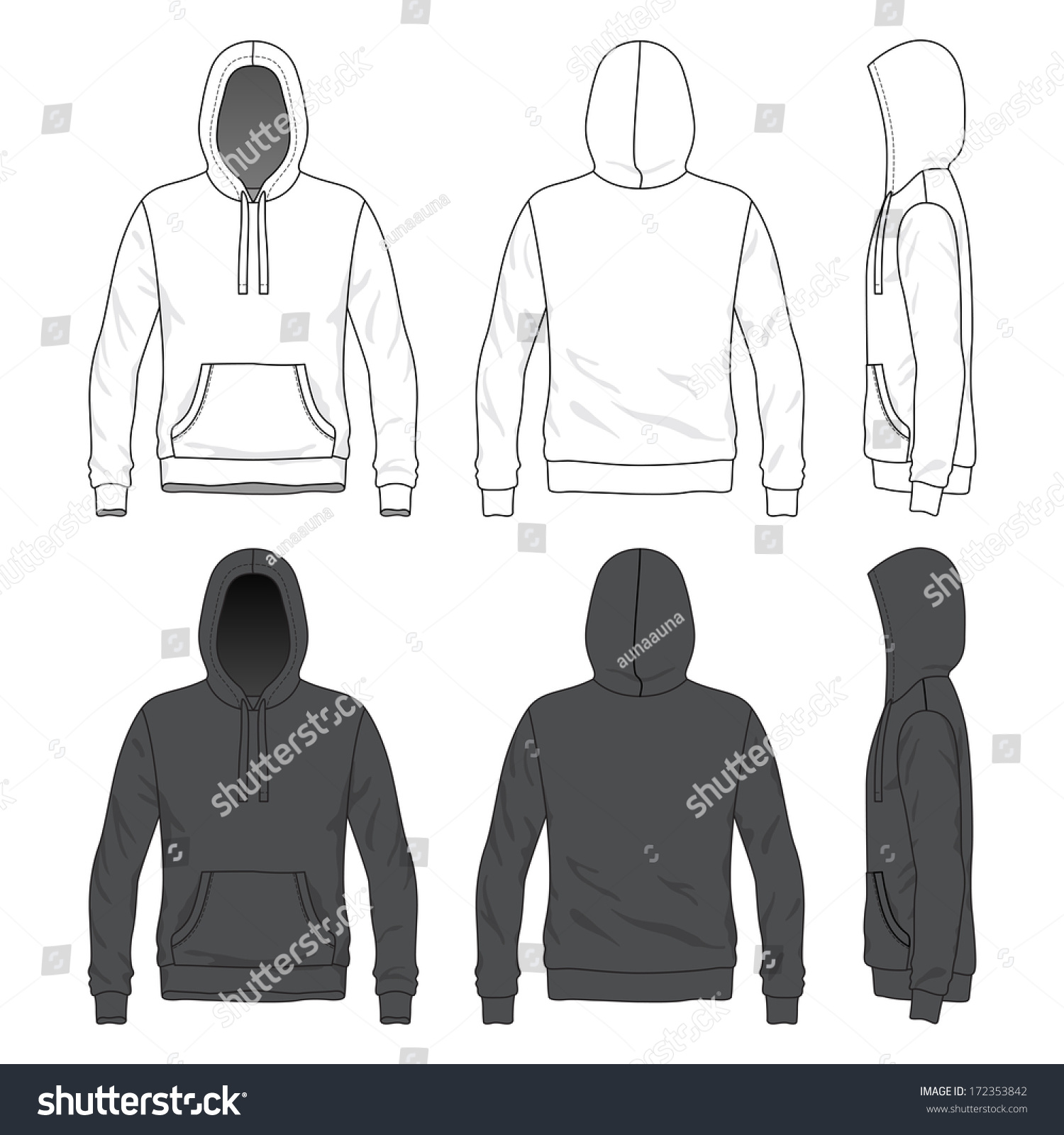 Blank Mens Hoodie Front Back Side Stock Vector (Royalty Free) 172353842 ...