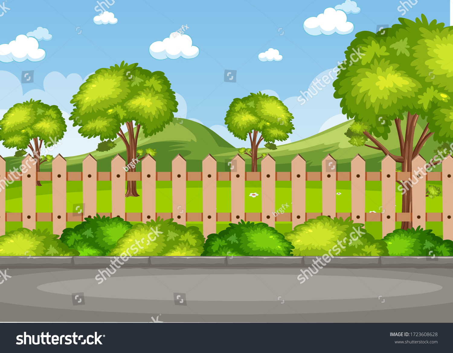 Background Scene Trees Park Illustration Stock Vector (Royalty Free ...