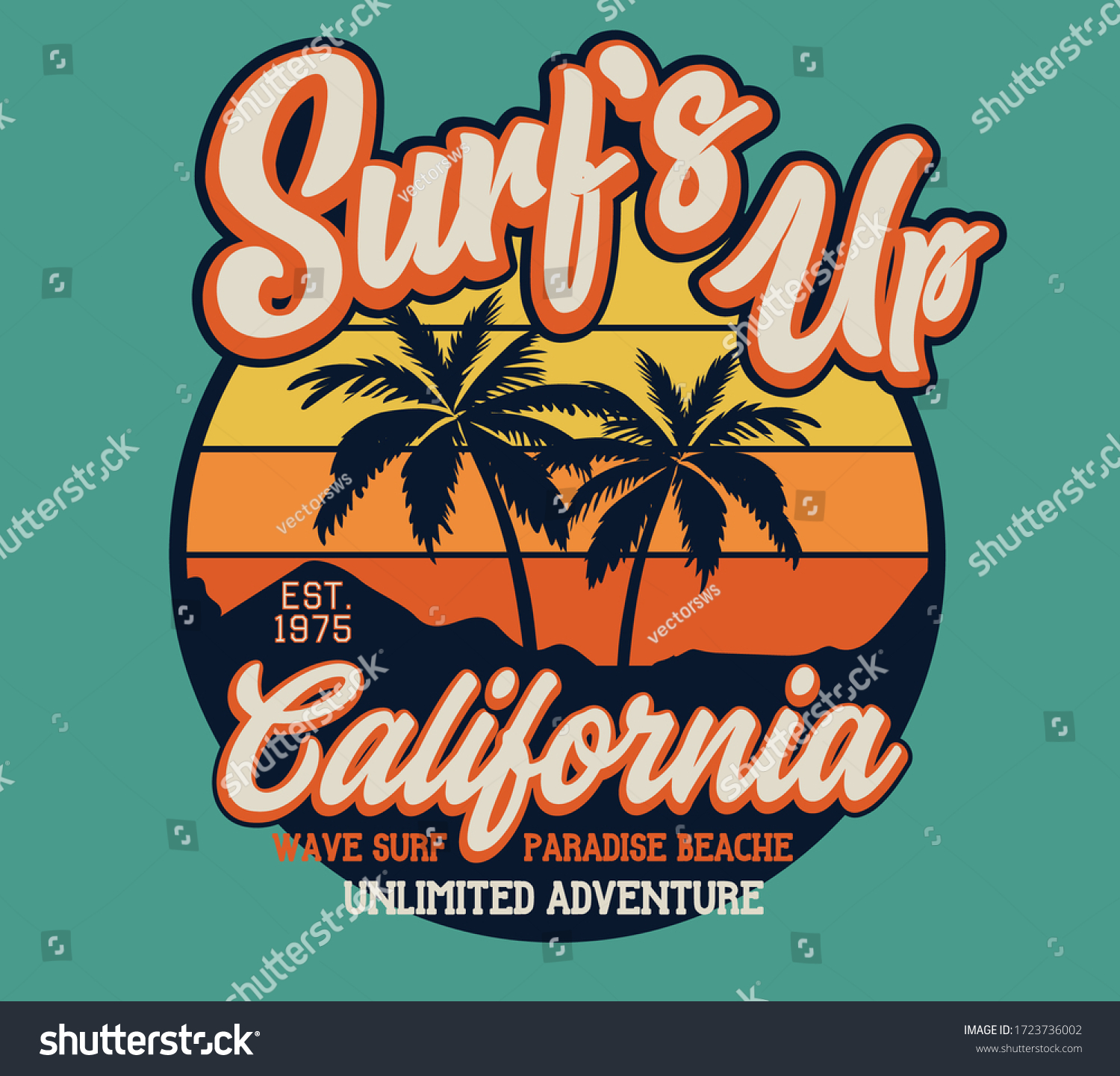 Vector Surf Illustrations T Shirt Print Stock Vector (Royalty Free ...