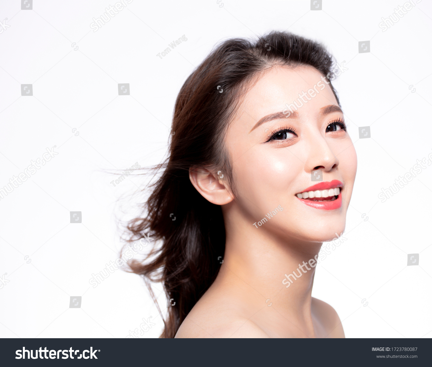 Closeup Young Woman Face Hair Motion Stock Photo 1723780087 Shutterstock