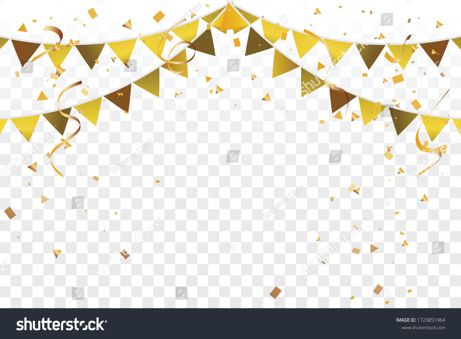 Party Flag Golden Tiny Confetti Streamer Stock Vector (Royalty Free ...